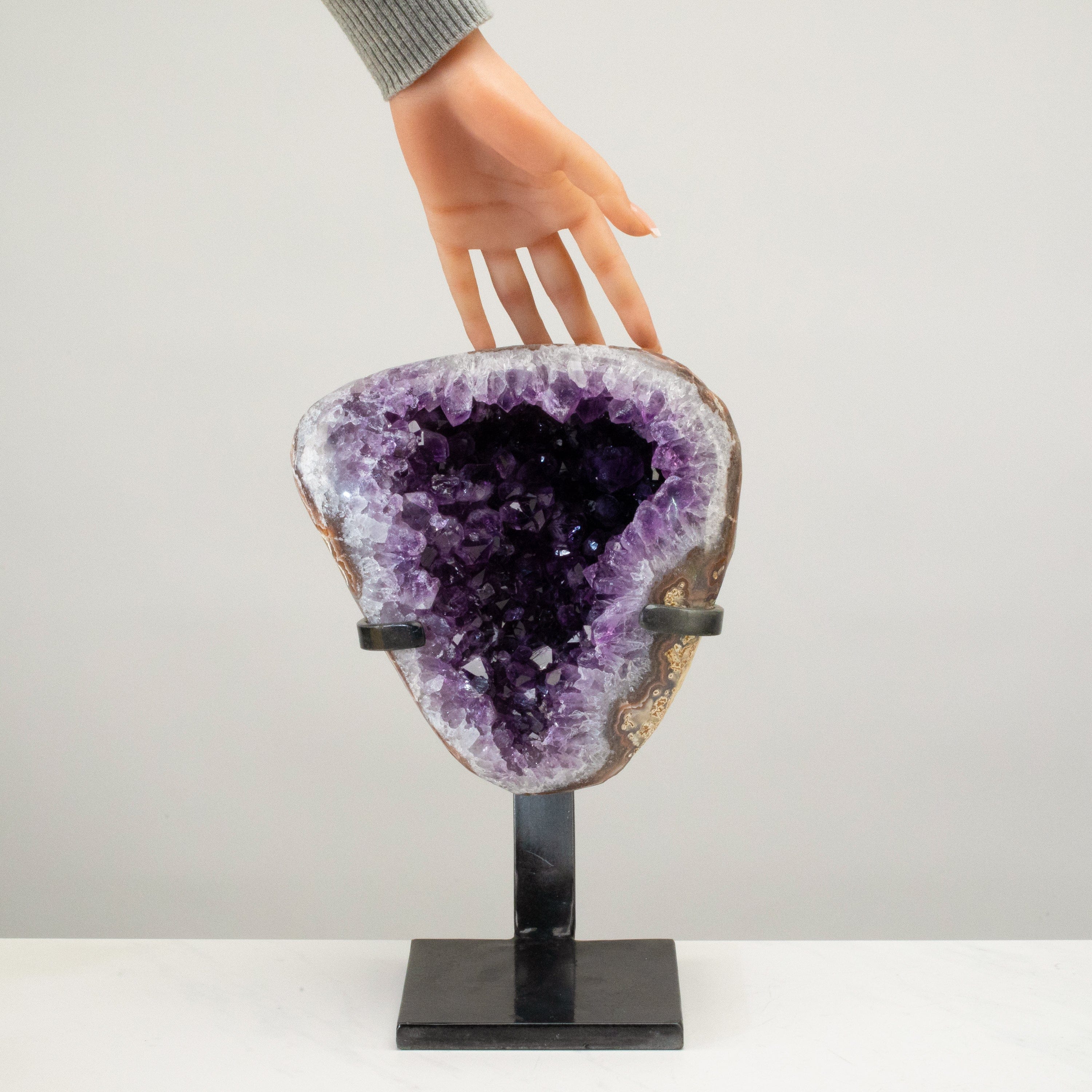 Kalifano Amethyst Uruguayan Amethyst Geode on Custom Stand - 13" / 14 lbs UAG7600.006