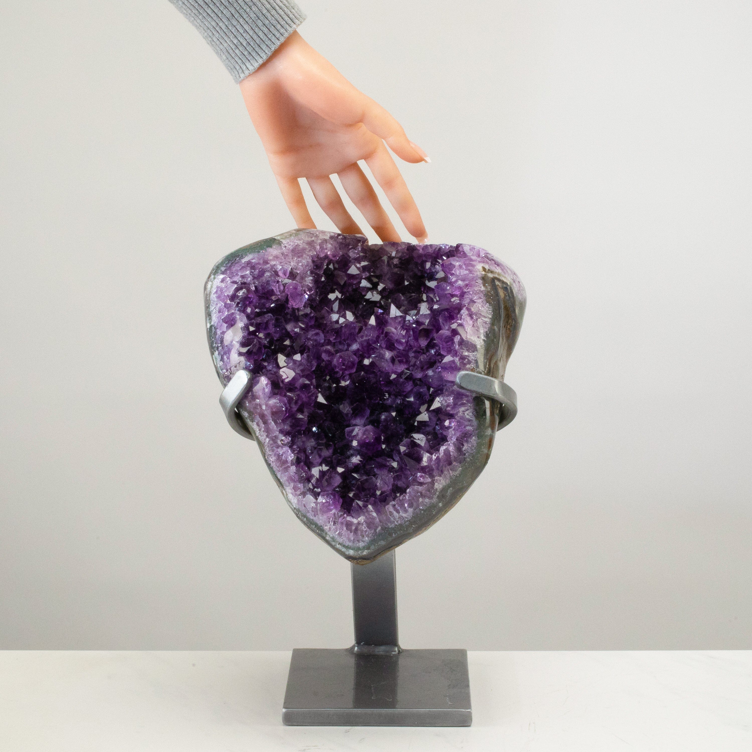 Kalifano Amethyst Uruguayan Amethyst Geode on Custom Stand - 13" / 19 lbs UAG8800.002