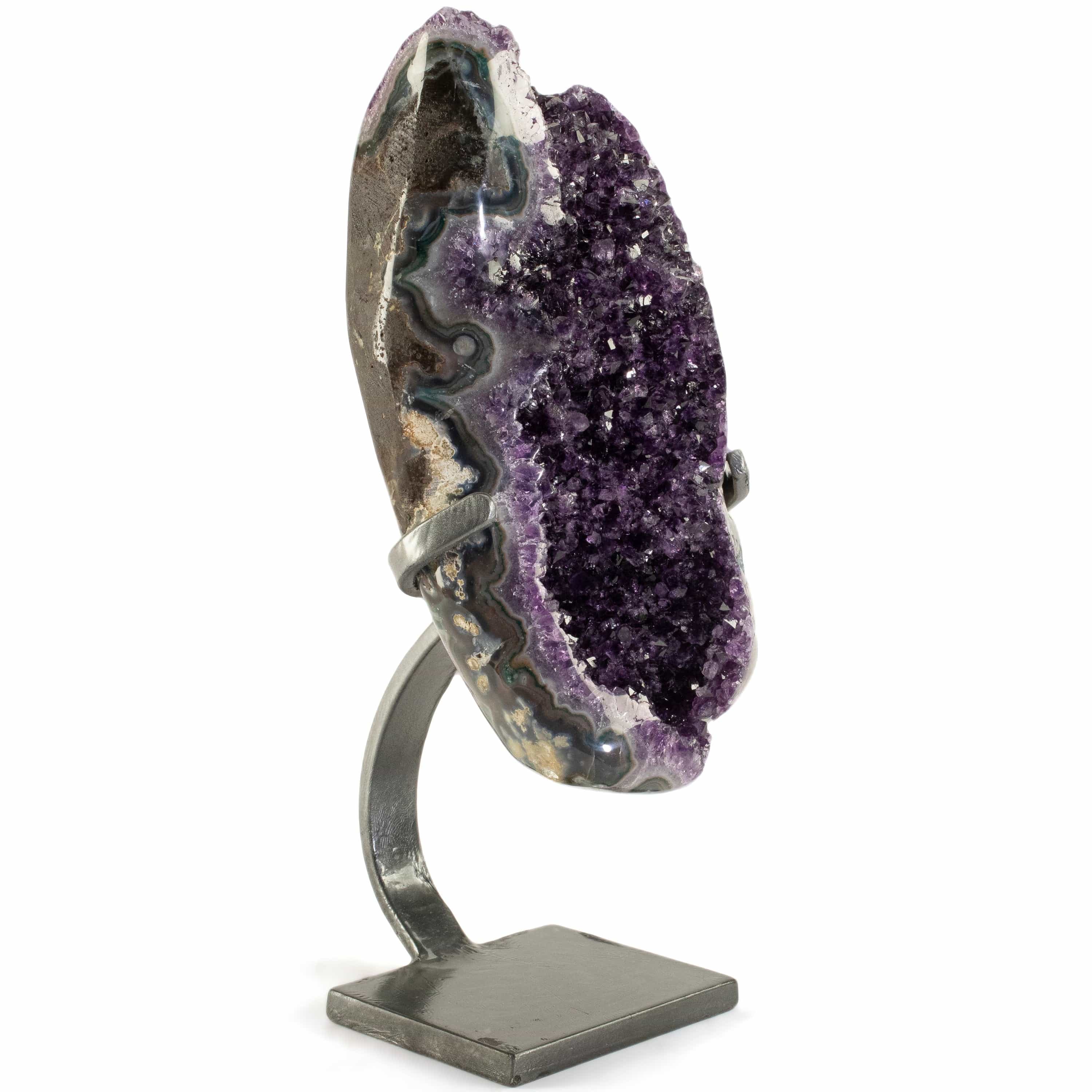 Kalifano Amethyst Uruguayan Amethyst Geode on Custom Stand - 13.4 lbs / 14.5 in. UAG6100.002