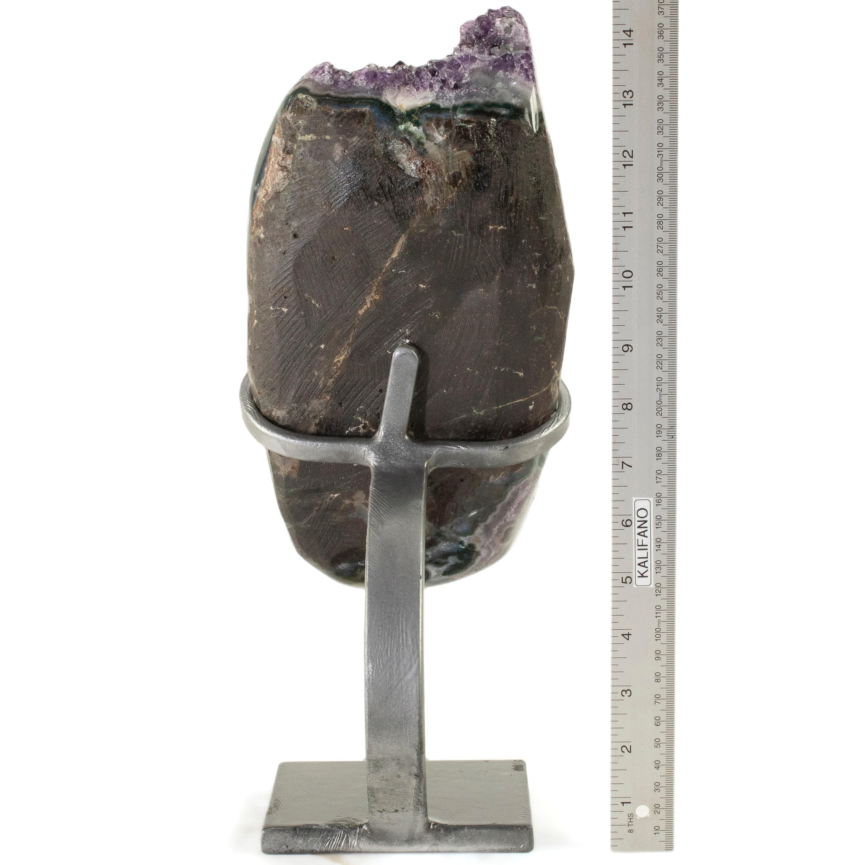 Kalifano Amethyst Uruguayan Amethyst Geode on Custom Stand - 13.4 lbs / 14.5 in. UAG6100.002