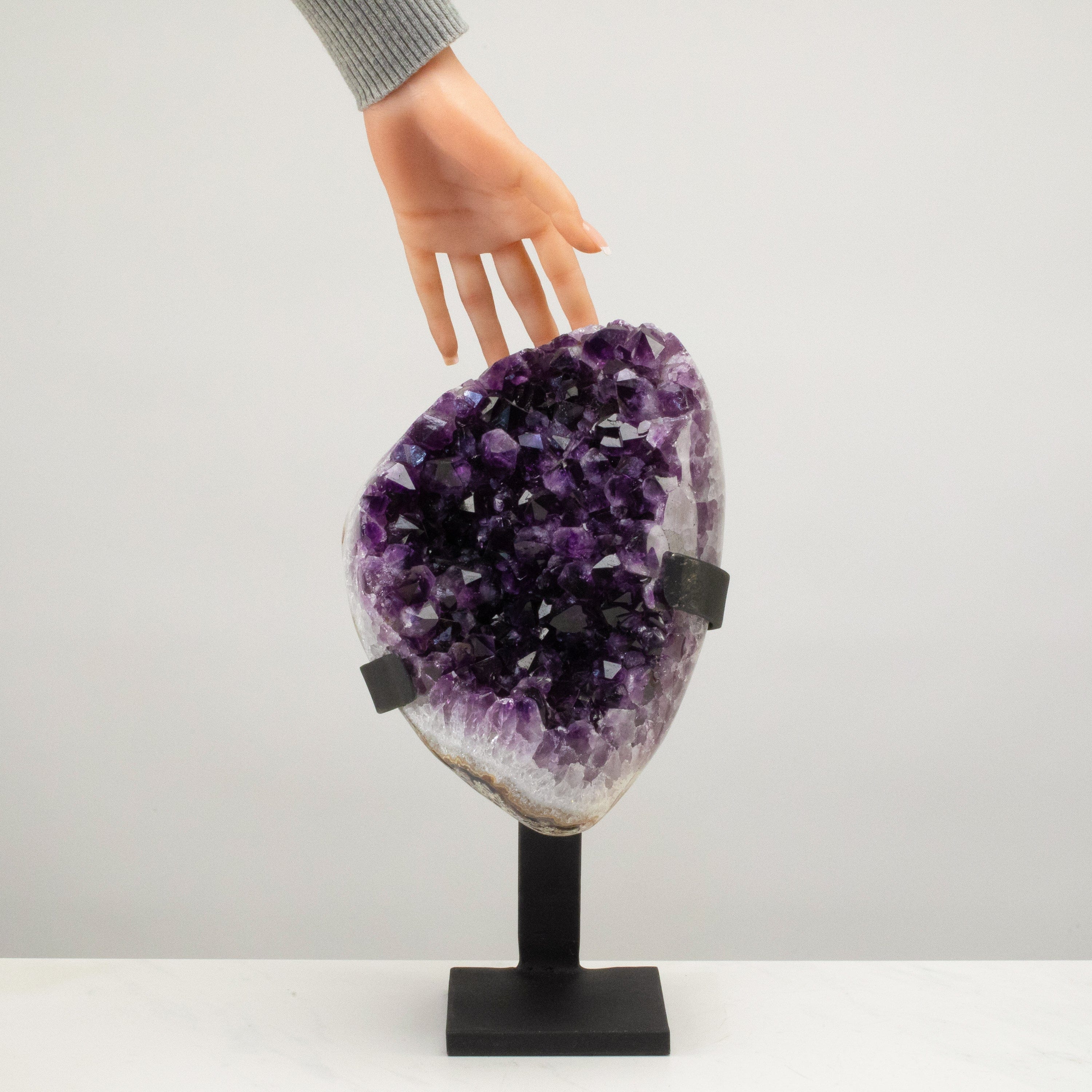 Kalifano Amethyst Uruguayan Amethyst Geode on Custom Stand - 14" / 14 lbs UAG6800.007