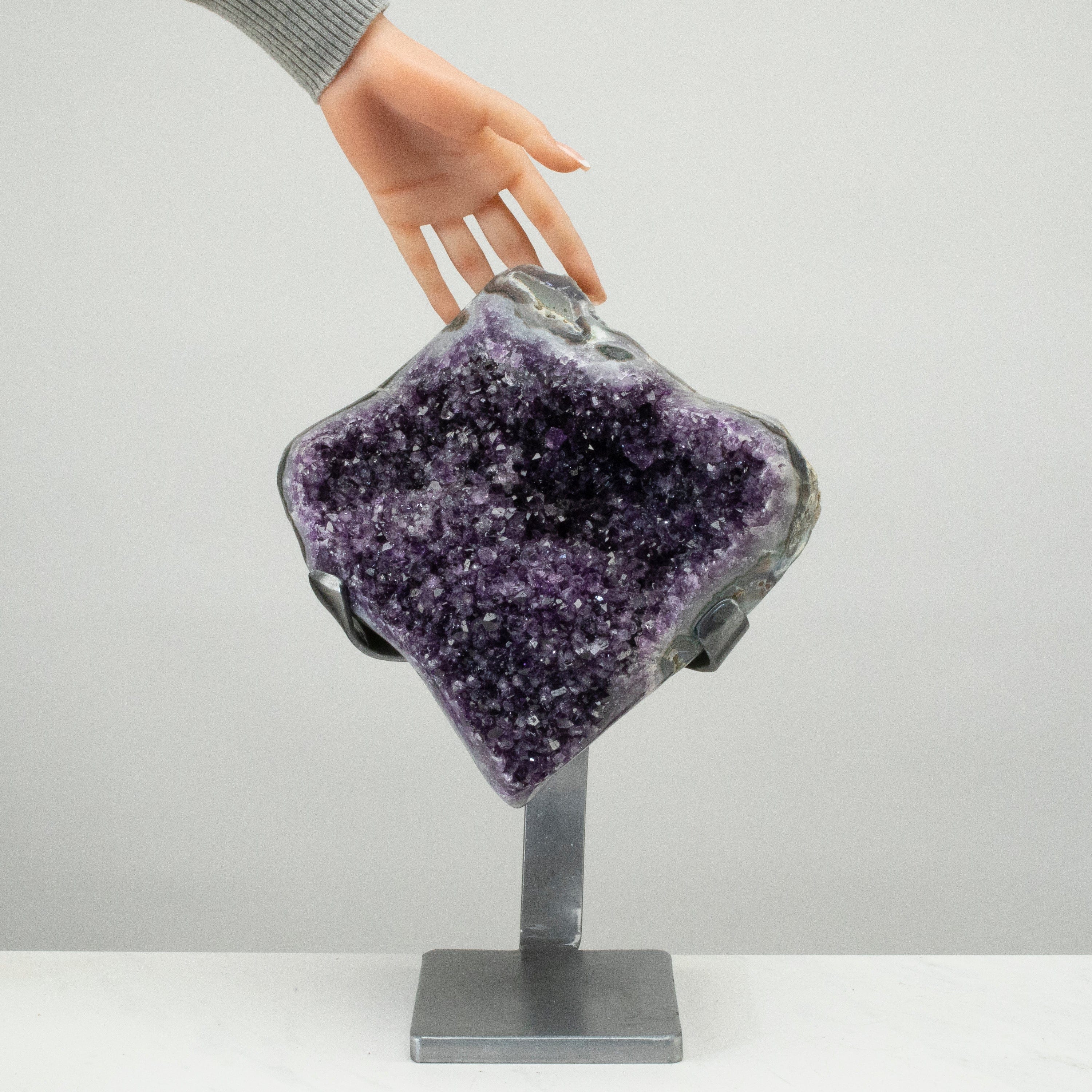 Kalifano Amethyst Uruguayan Amethyst Geode on Custom Stand - 14" / 15 lbs UAG6800.003