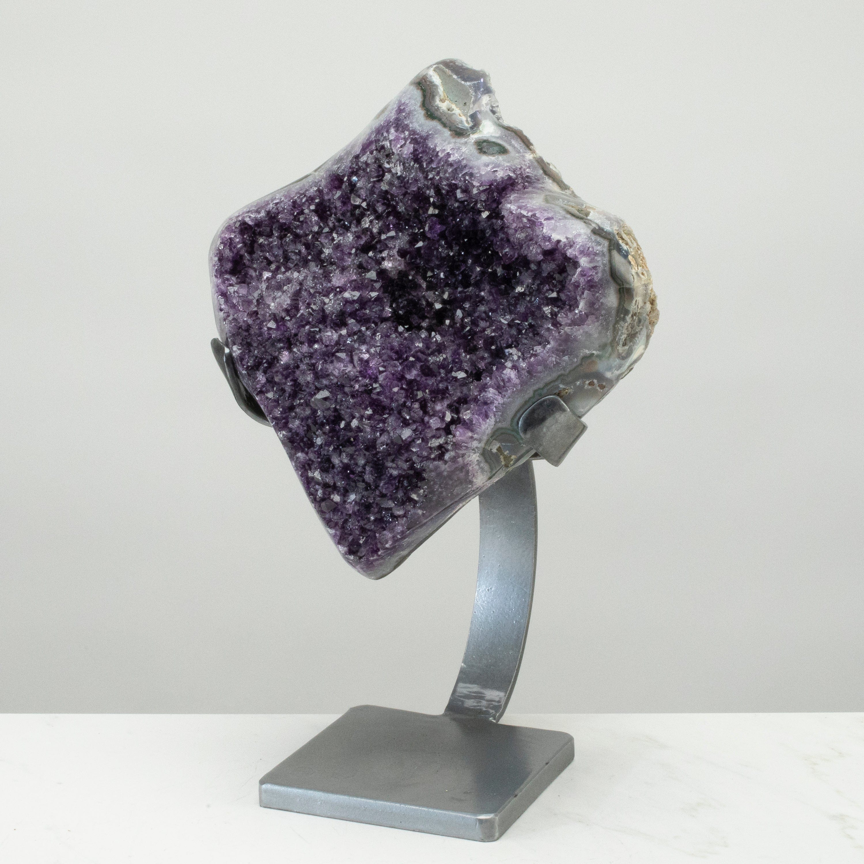 Kalifano Amethyst Uruguayan Amethyst Geode on Custom Stand - 14" / 15 lbs UAG6800.003