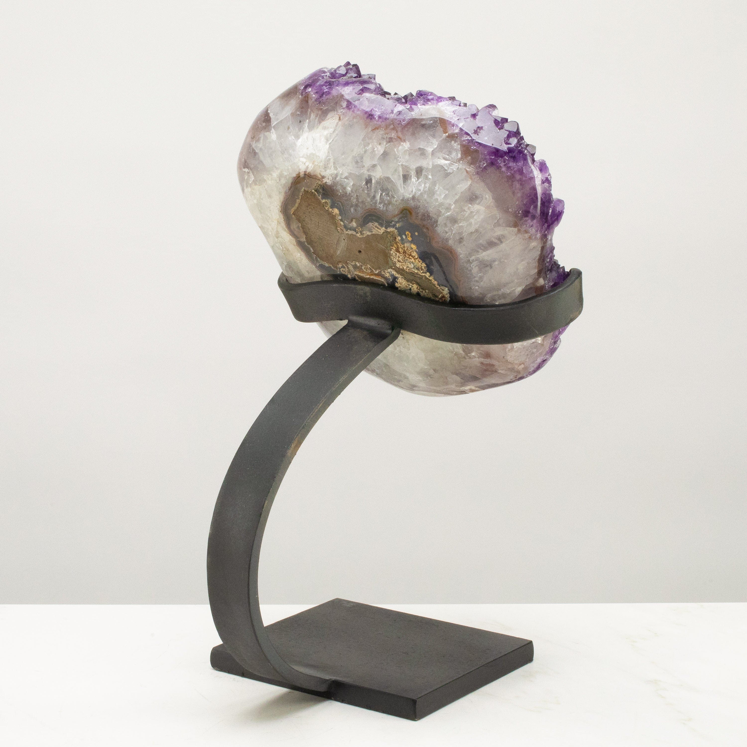 Kalifano Amethyst Uruguayan Amethyst Geode on Custom Stand - 14" / 17 lbs UAG7600.007