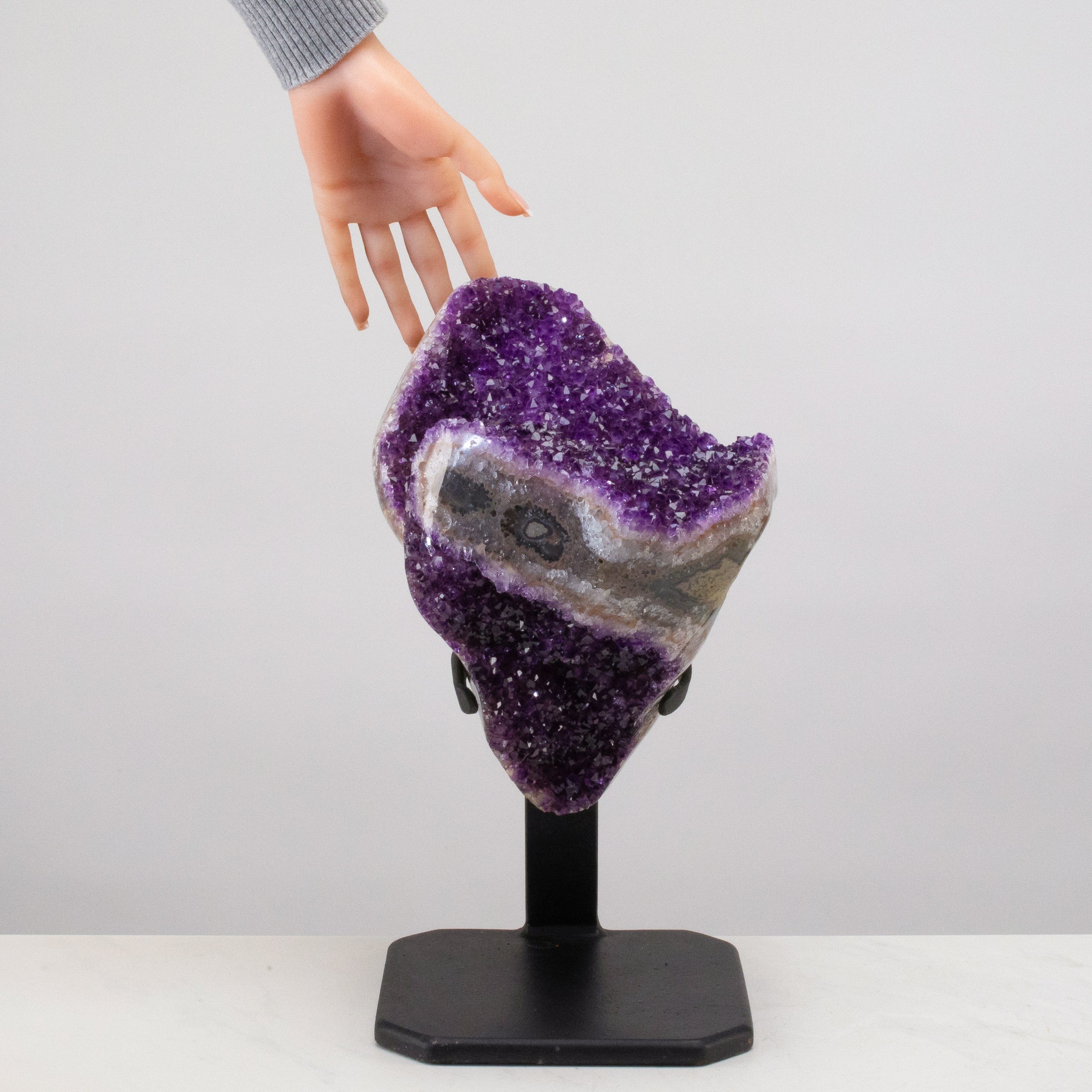 Kalifano Amethyst Uruguayan Amethyst Geode on Custom Stand - 14" / 24 lbs UAG7200.004