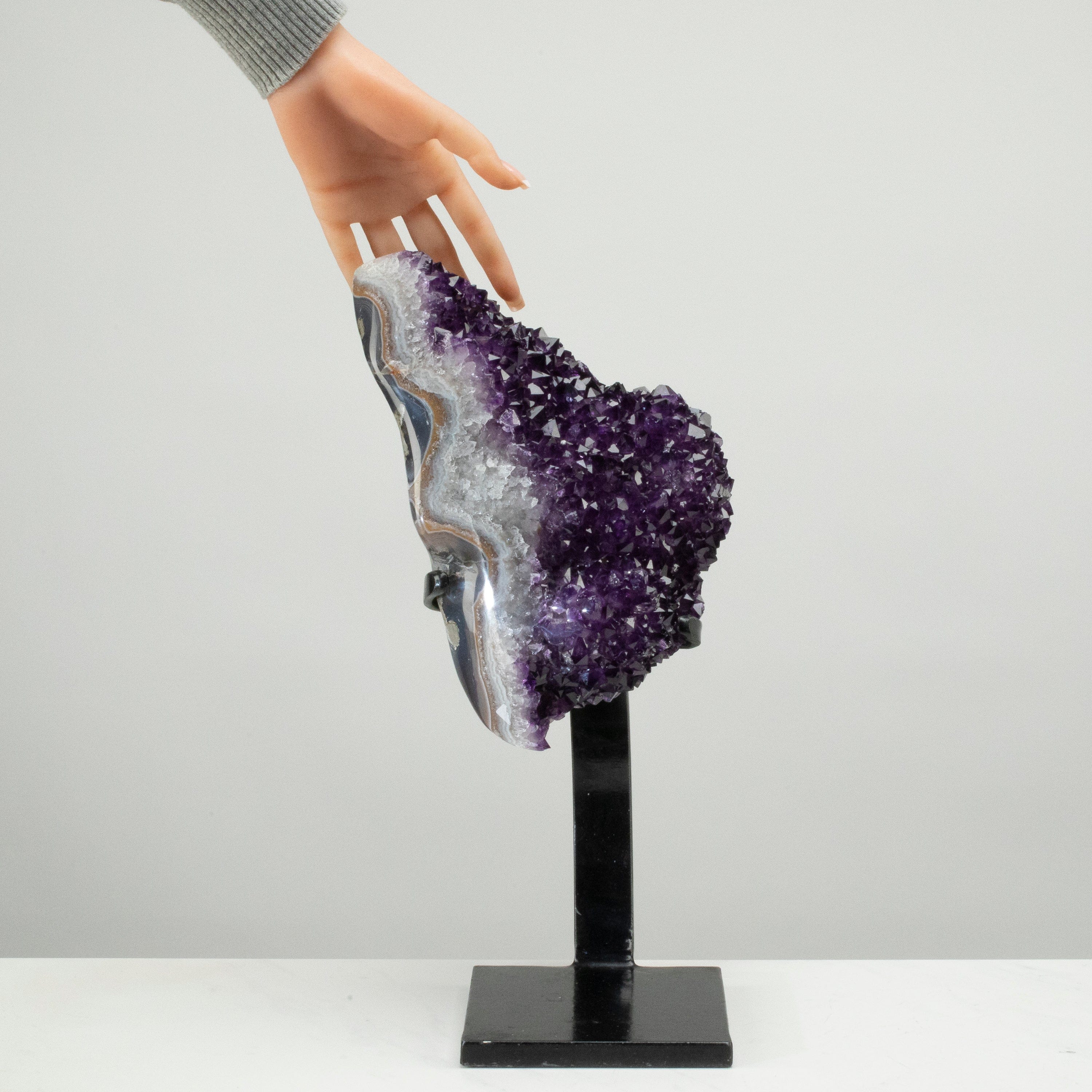 Kalifano Amethyst Uruguayan Amethyst Geode on Custom Stand - 15" / 15 lbs UAG6800.004