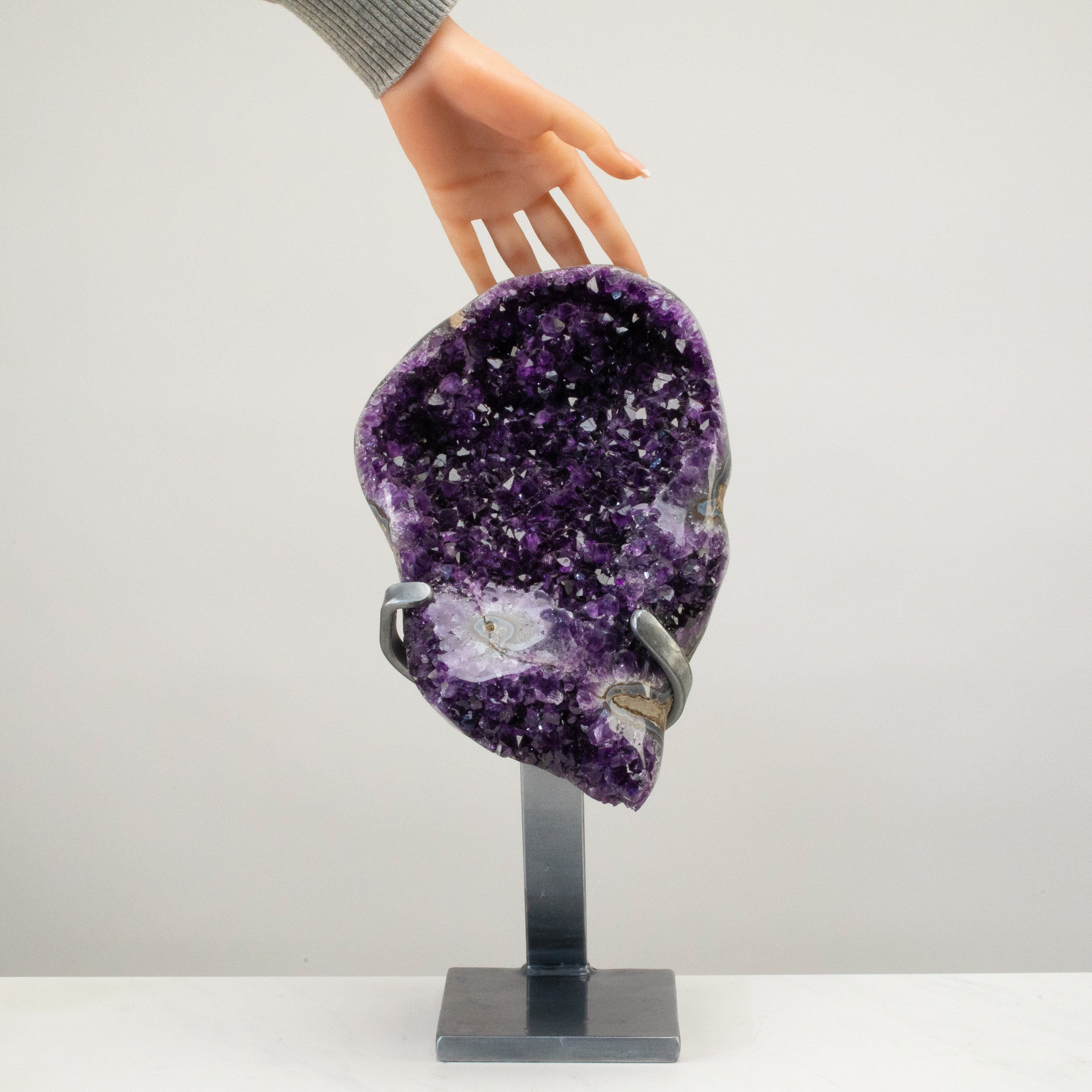 Kalifano Amethyst Uruguayan Amethyst Geode on Custom Stand - 15" / 15 lbs UAG8000.002