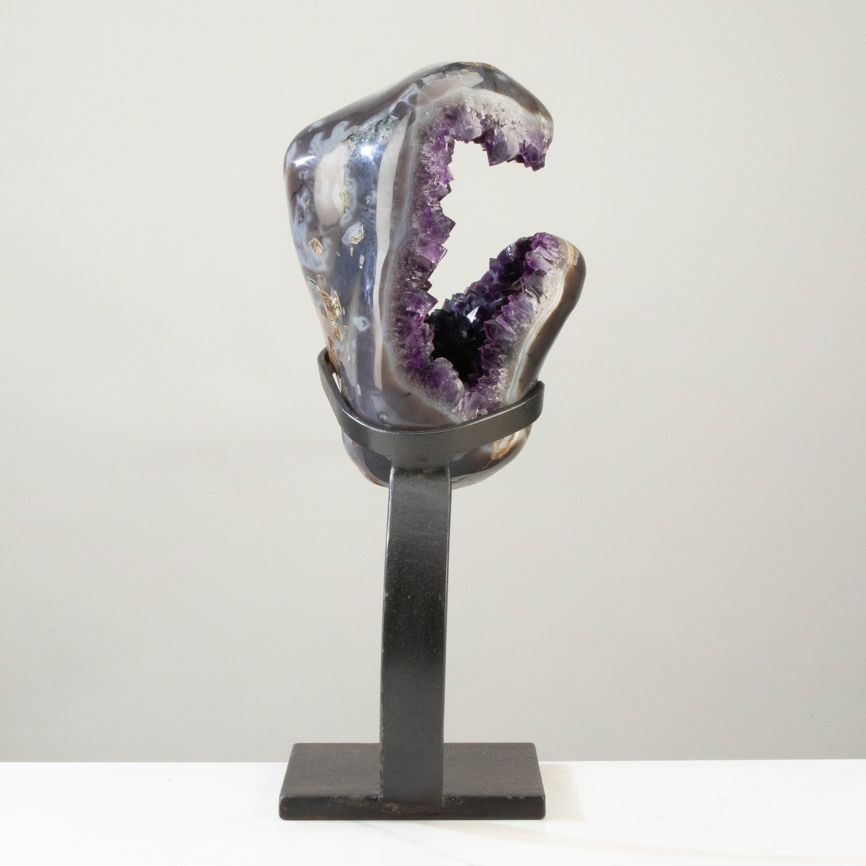 Kalifano Amethyst Uruguayan Amethyst Geode on Custom Stand - 16" / 14 lbs UAG7200.009