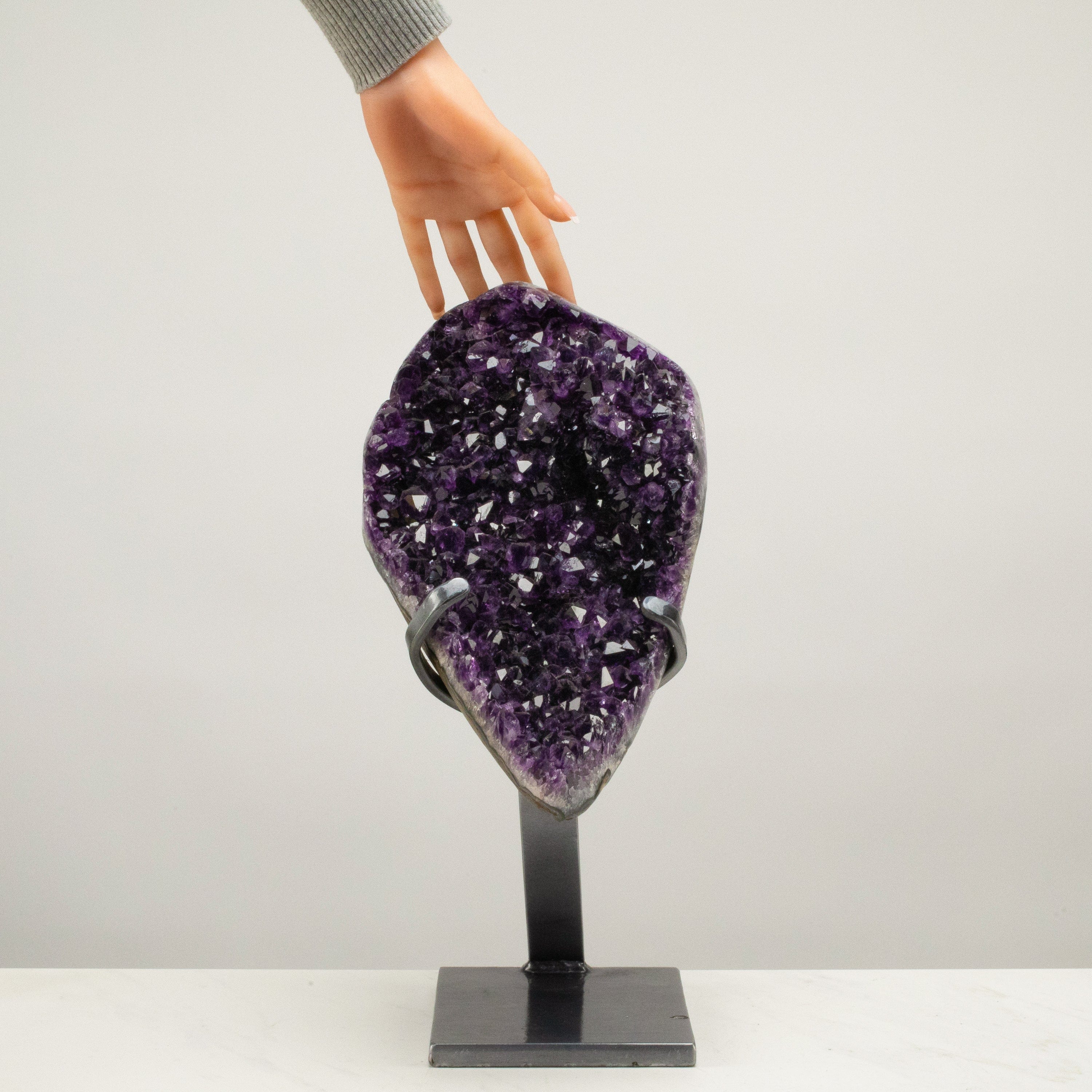 Kalifano Amethyst Uruguayan Amethyst Geode on Custom Stand - 16" / 18 lbs UAG8400.003