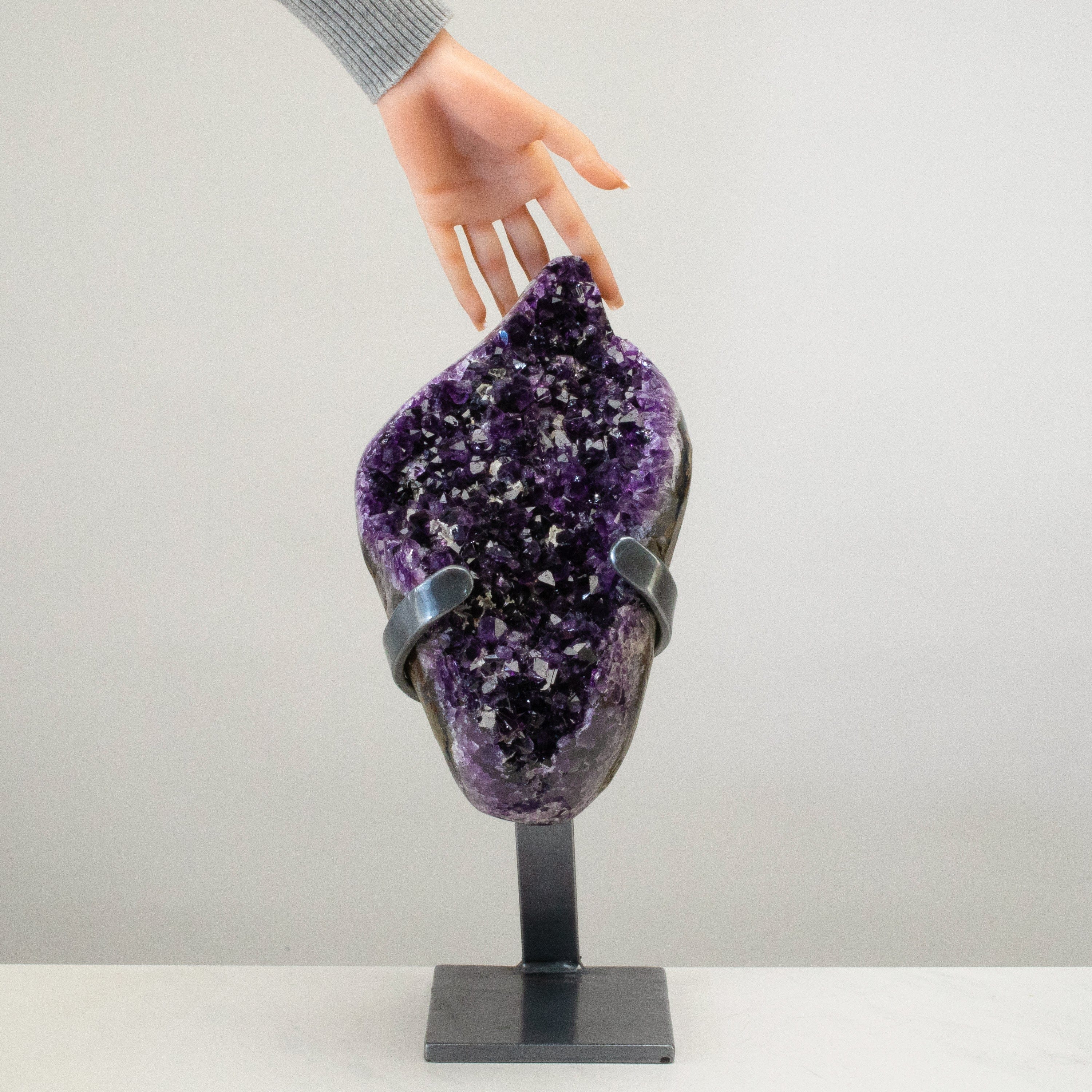 Kalifano Amethyst Uruguayan Amethyst Geode on Custom Stand - 16" / 19 lbs UAG9200.003