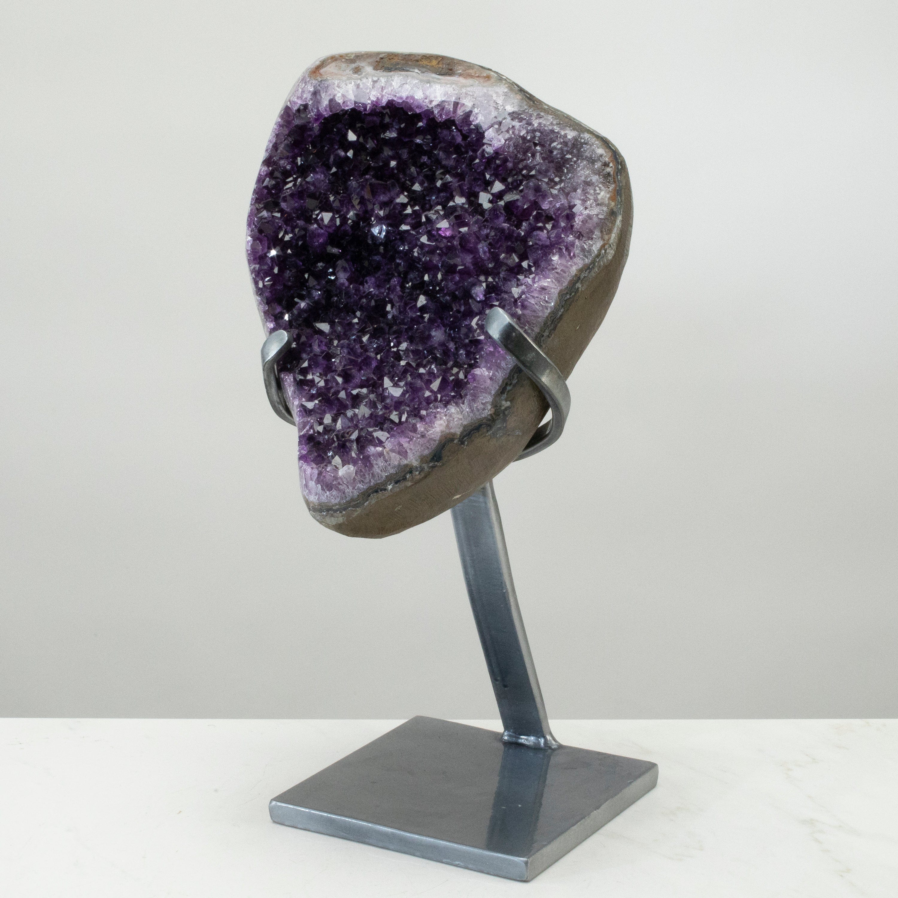 Kalifano Amethyst Uruguayan Amethyst Geode on Custom Stand - 16" / 20 lbs UAG9200.002