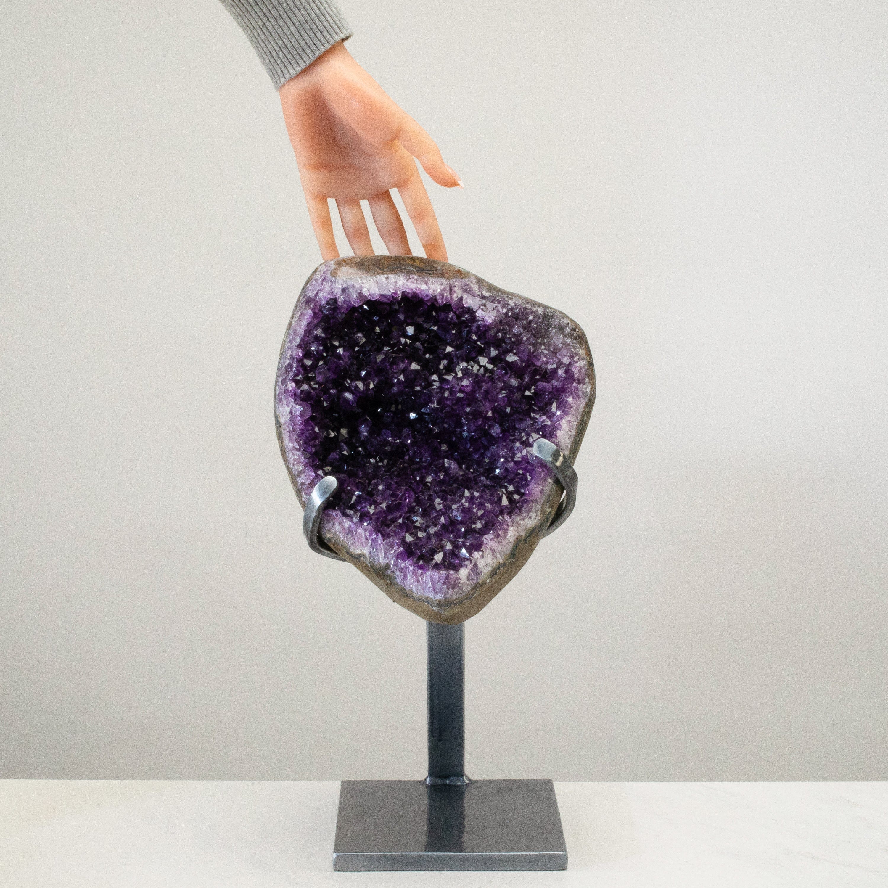 Kalifano Amethyst Uruguayan Amethyst Geode on Custom Stand - 16" / 20 lbs UAG9200.002