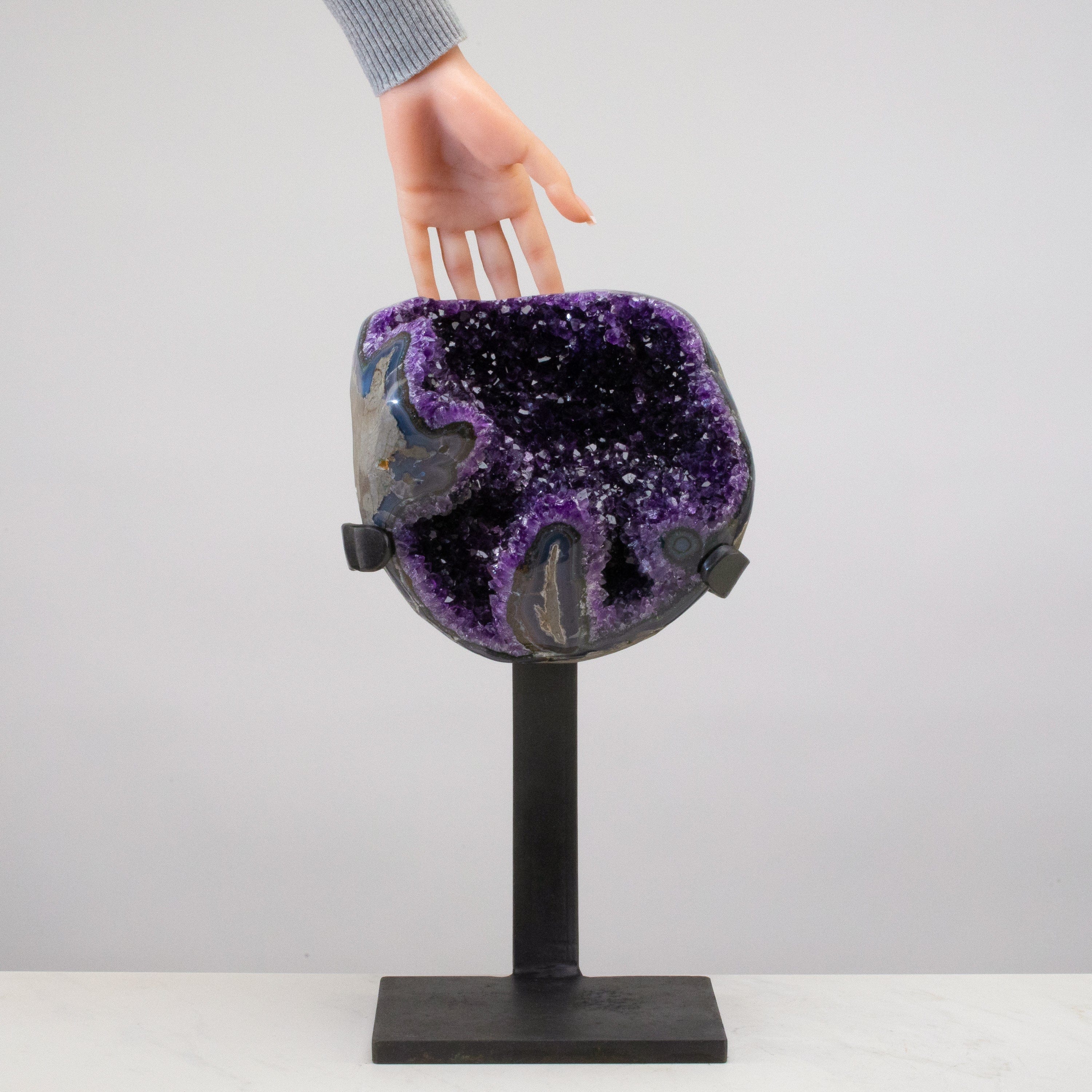 Kalifano Amethyst Uruguayan Amethyst Geode on Custom Stand - 16" / 21 lbs UAG10000.003