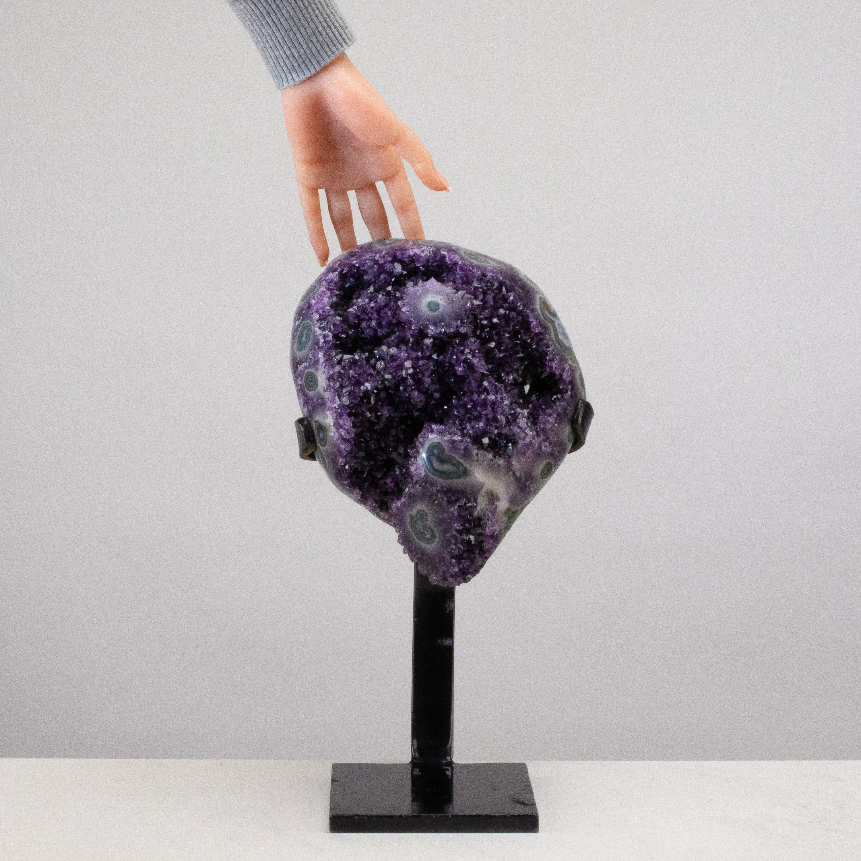 Kalifano Amethyst Uruguayan Amethyst Geode on Custom Stand - 16" / 21 lbs UAG7200.005