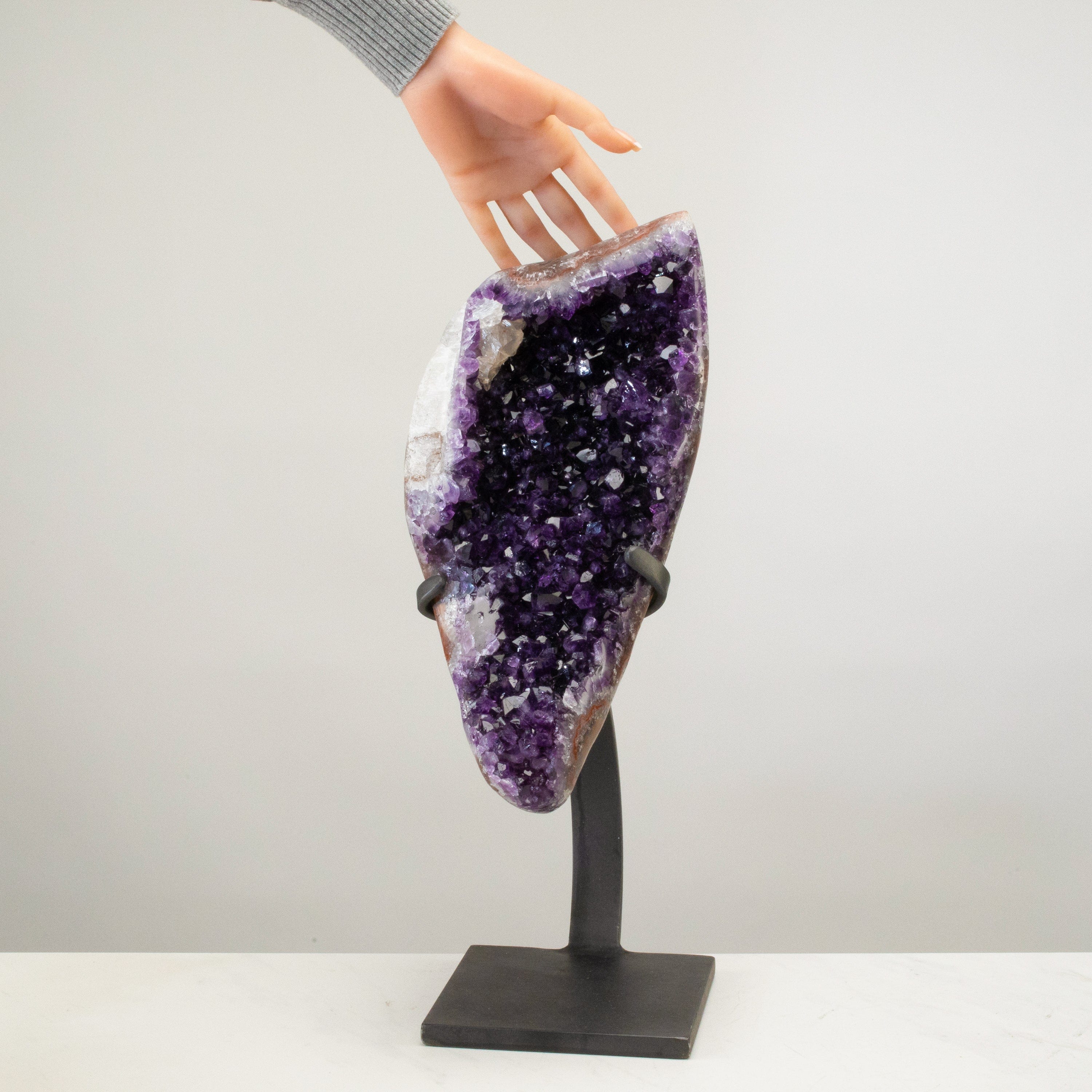 Kalifano Amethyst Uruguayan Amethyst Geode on Custom Stand - 17" / 17 lbs UAG8800.005