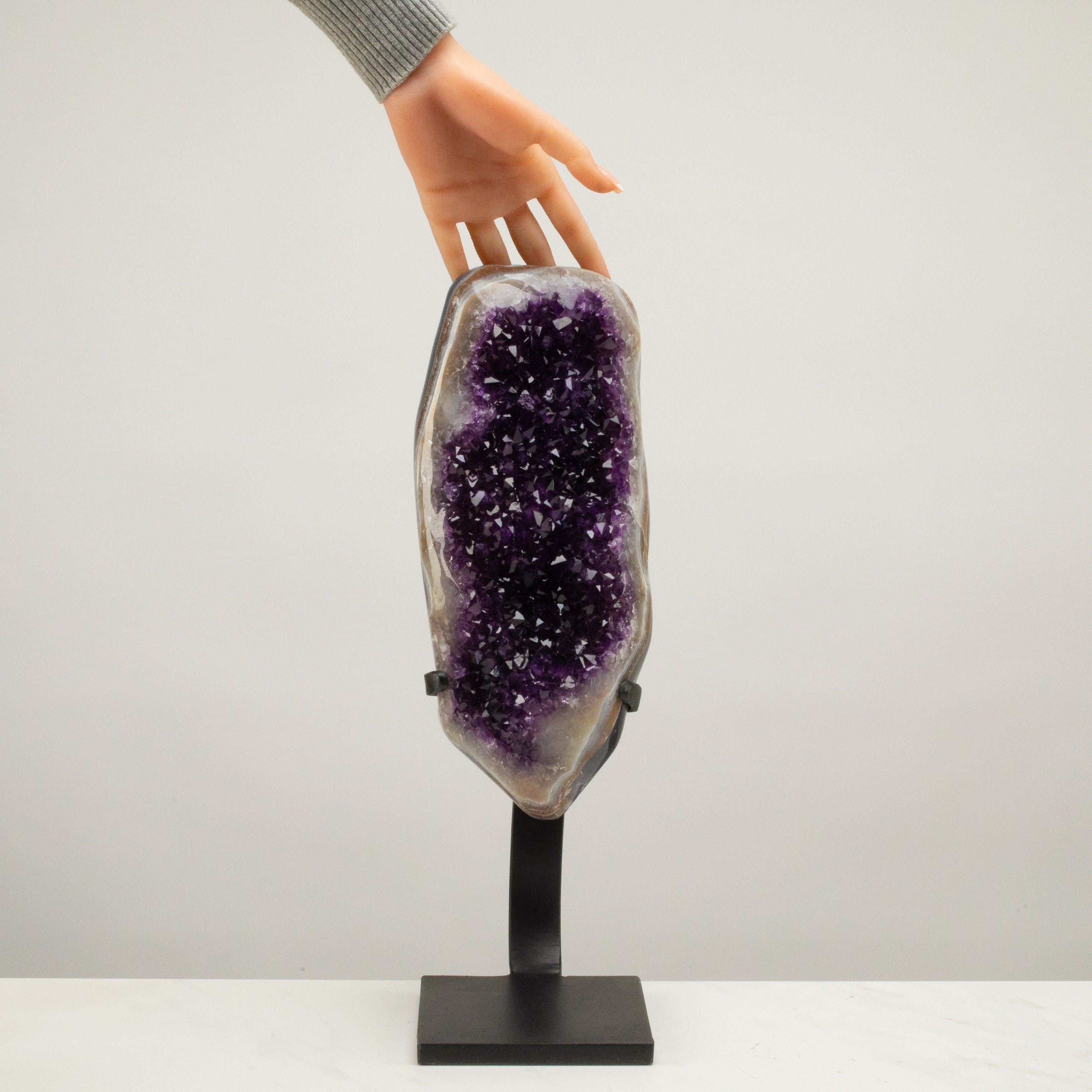 Kalifano Amethyst Uruguayan Amethyst Geode on Custom Stand - 17.5" / 13 lbs UAG7600.005