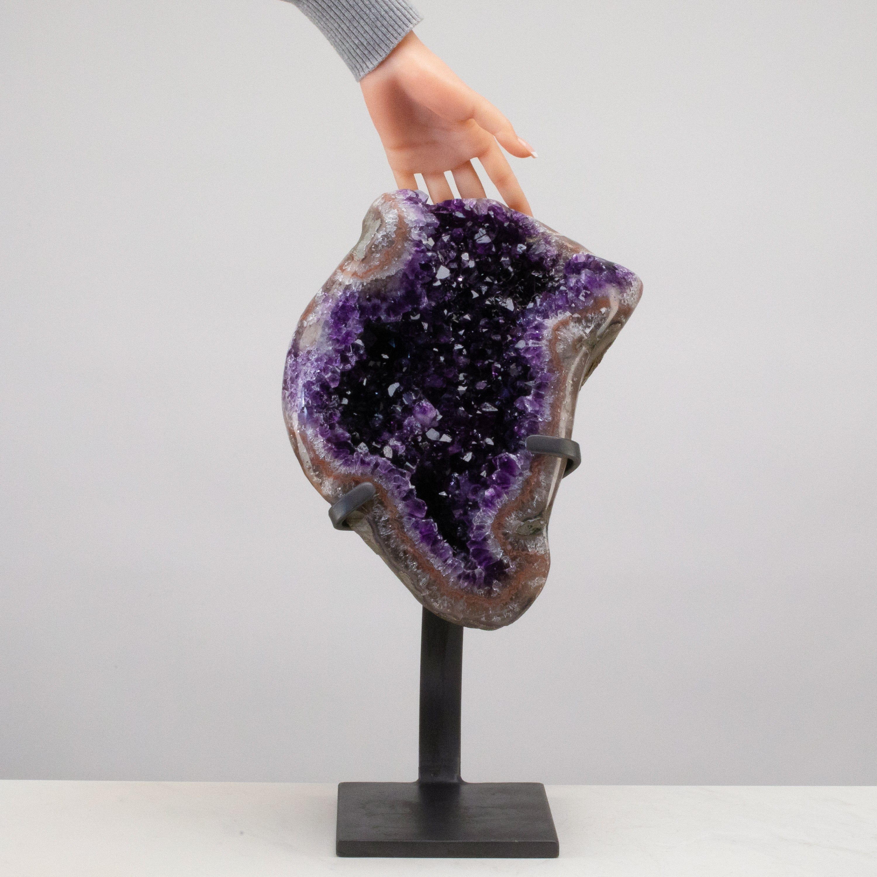 Kalifano Amethyst Uruguayan Amethyst Geode on Custom Stand - 18" / 22 lbs UAG10000.002