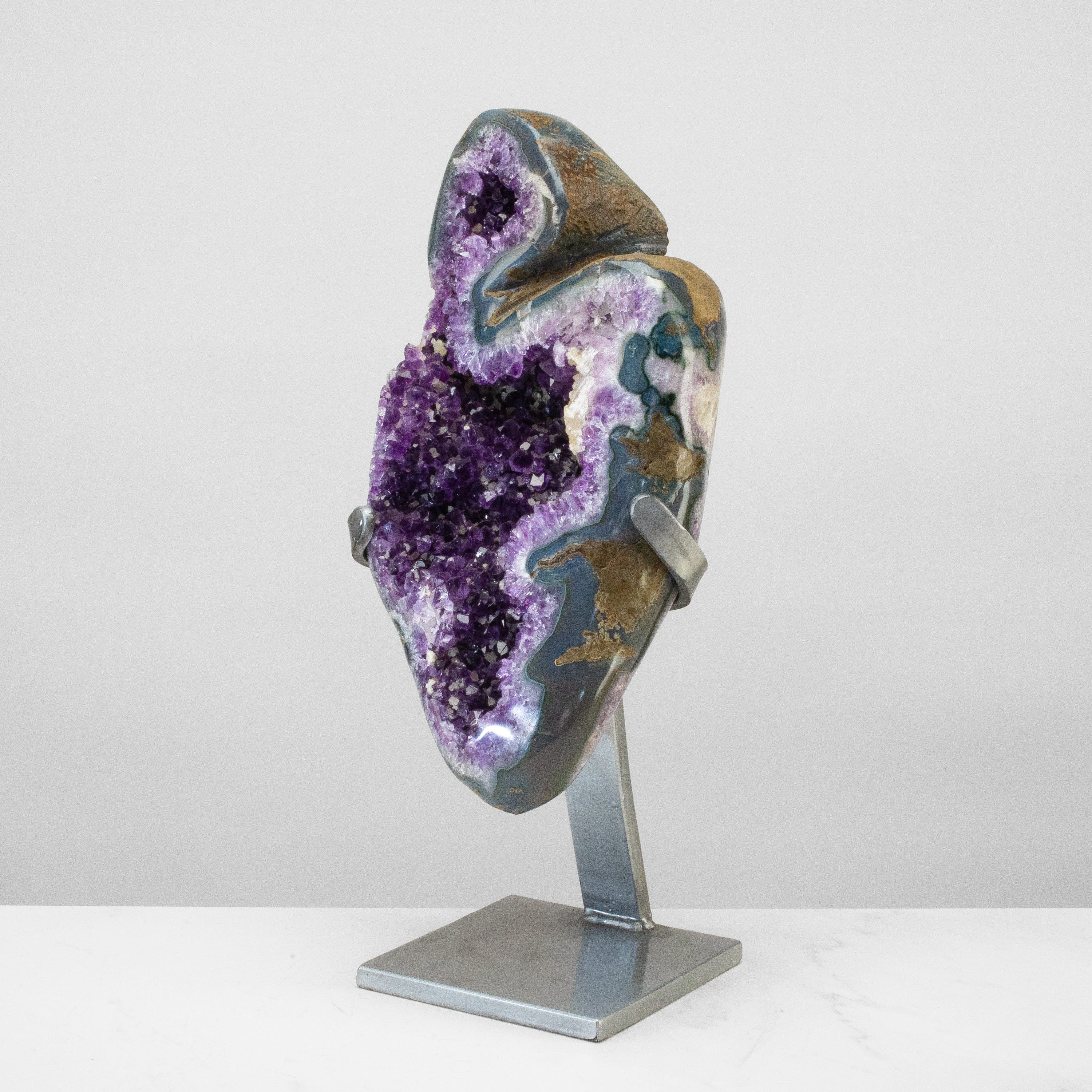 Kalifano Amethyst Uruguayan Amethyst Geode on Custom Stand - 18" / 22 lbs UAG10000.004