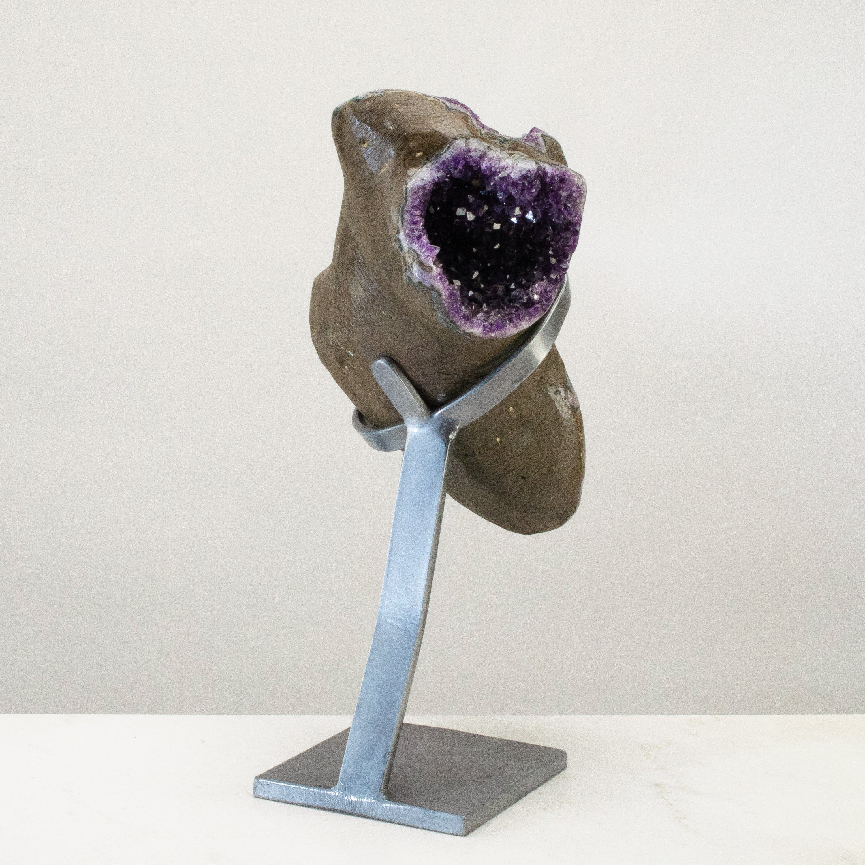 Kalifano Amethyst Uruguayan Amethyst Geode on Custom Stand - 18" / 23 lbs UAG11000.001