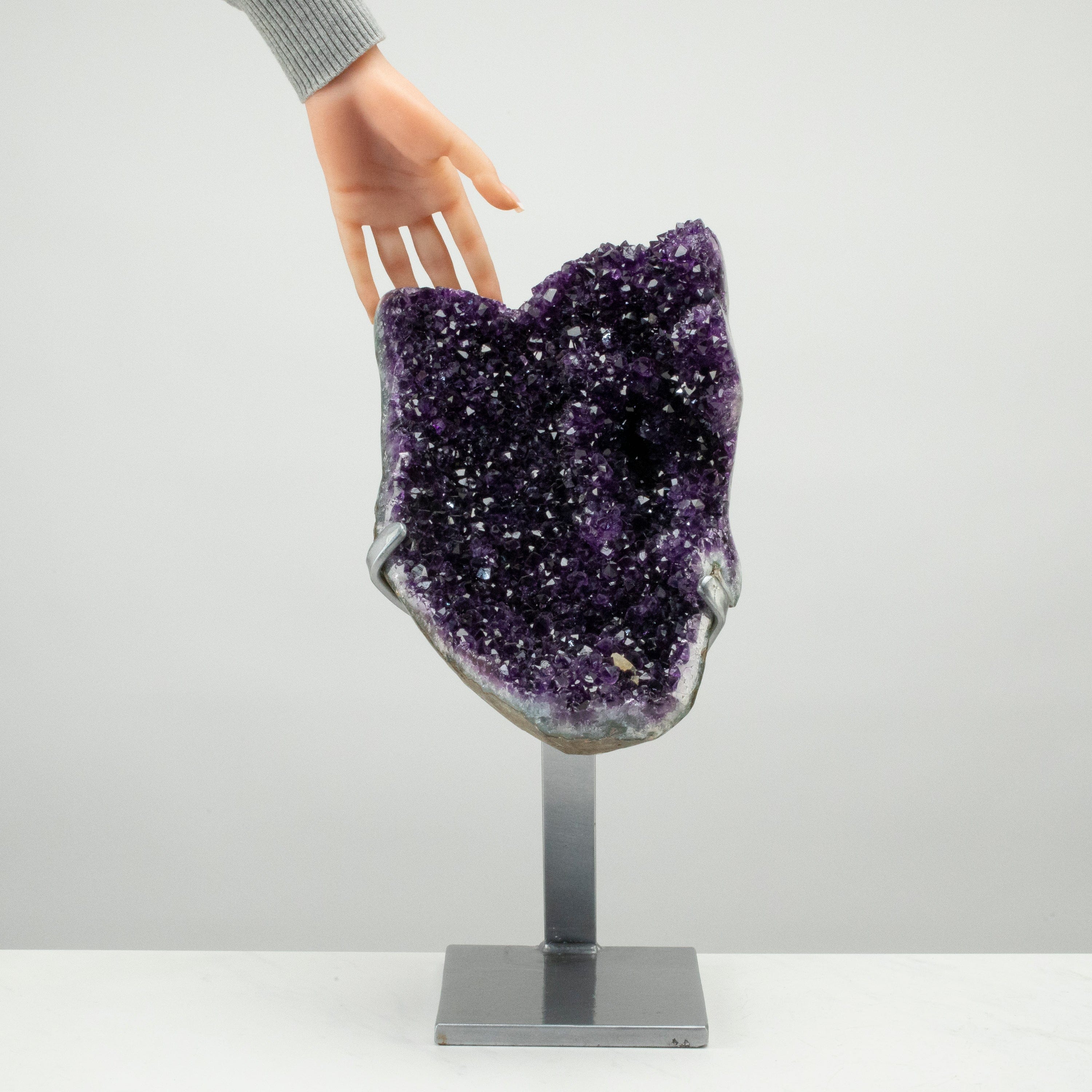 Kalifano Amethyst Uruguayan Amethyst Geode on Custom Stand - 18" / 24 lbs UAG11200.001