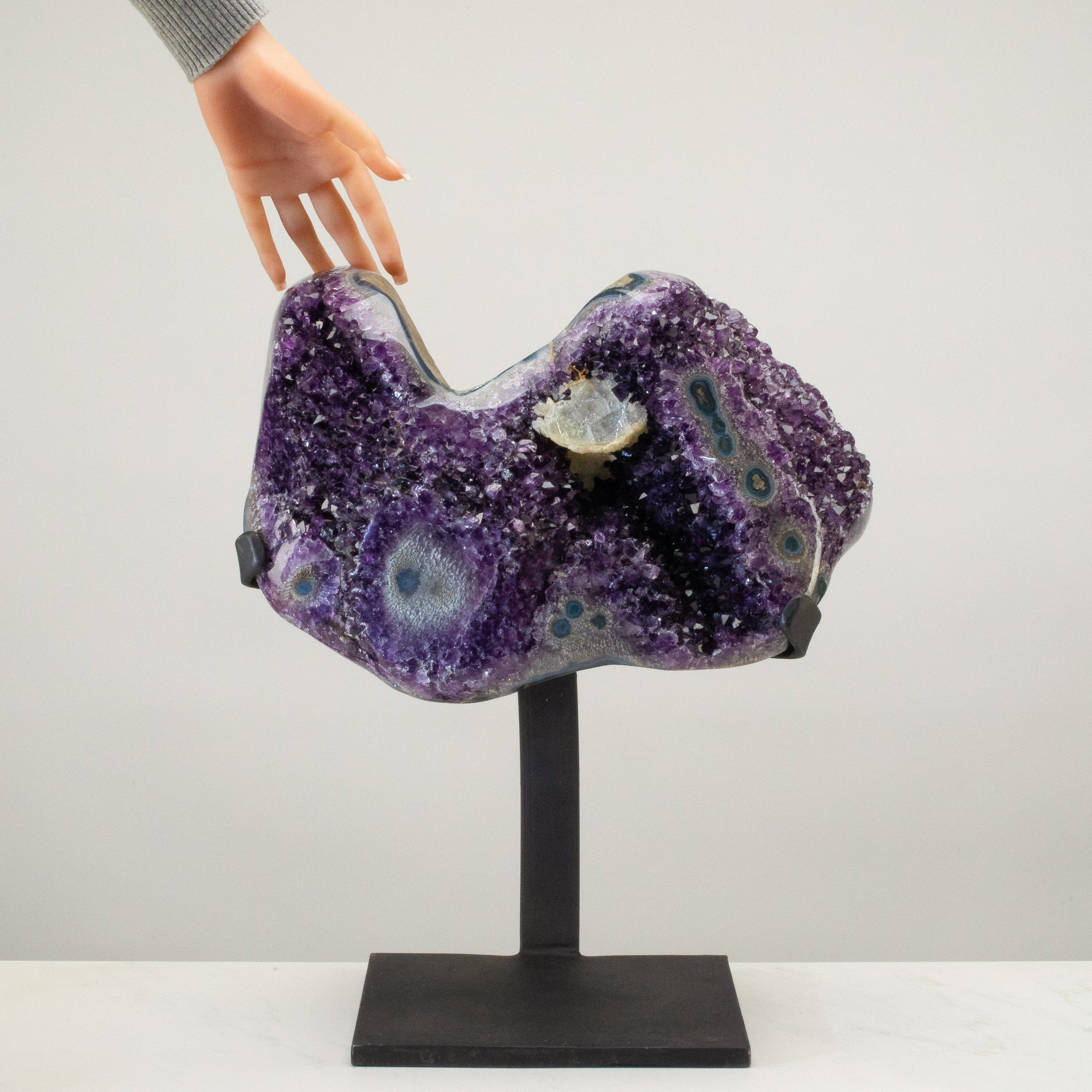 Kalifano Amethyst Uruguayan Amethyst Geode on Custom Stand - 18" / 37 lbs UAG10800.001