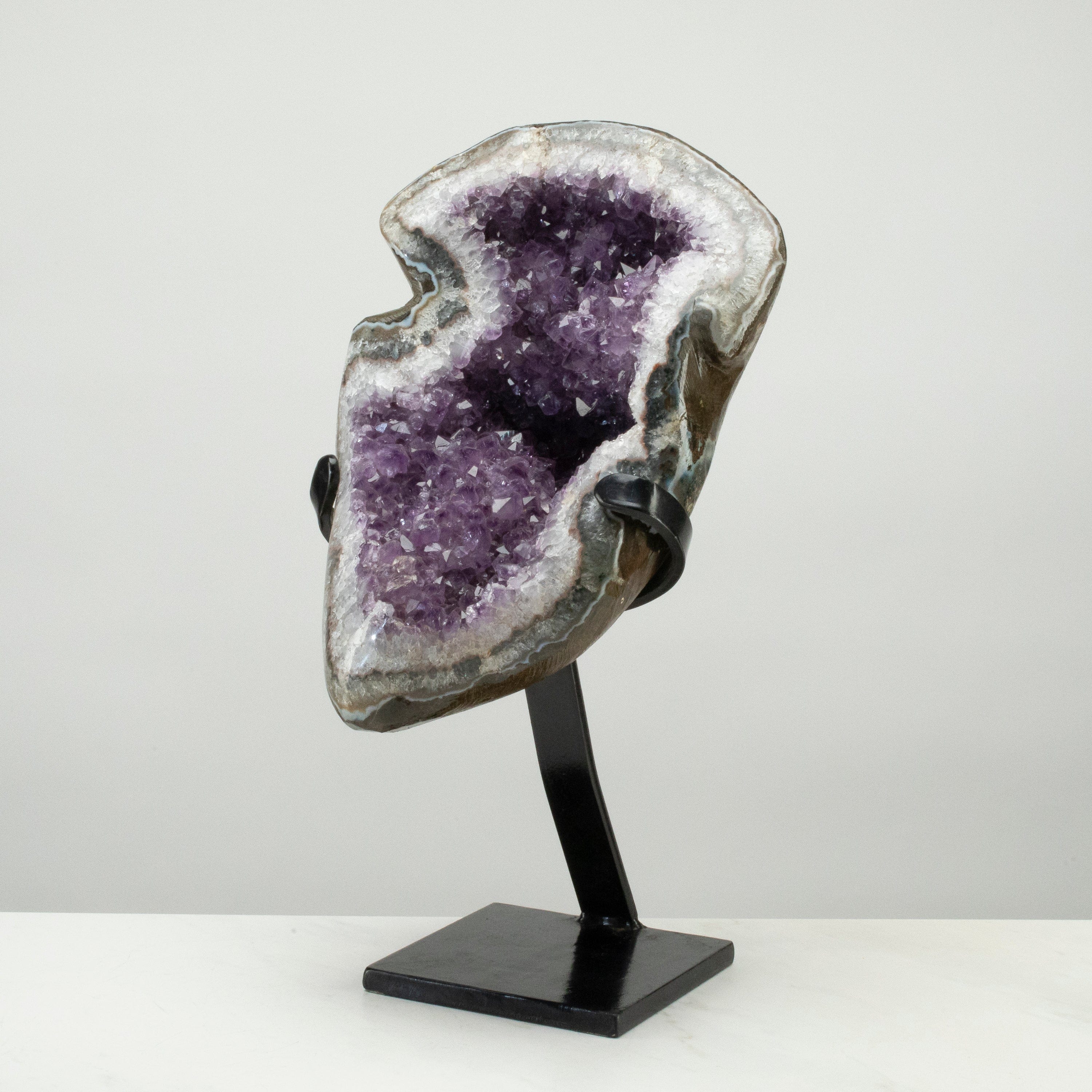 Kalifano Amethyst Uruguayan Amethyst Geode on Custom Stand - 18.5" / 29 lbs UAG6400.007
