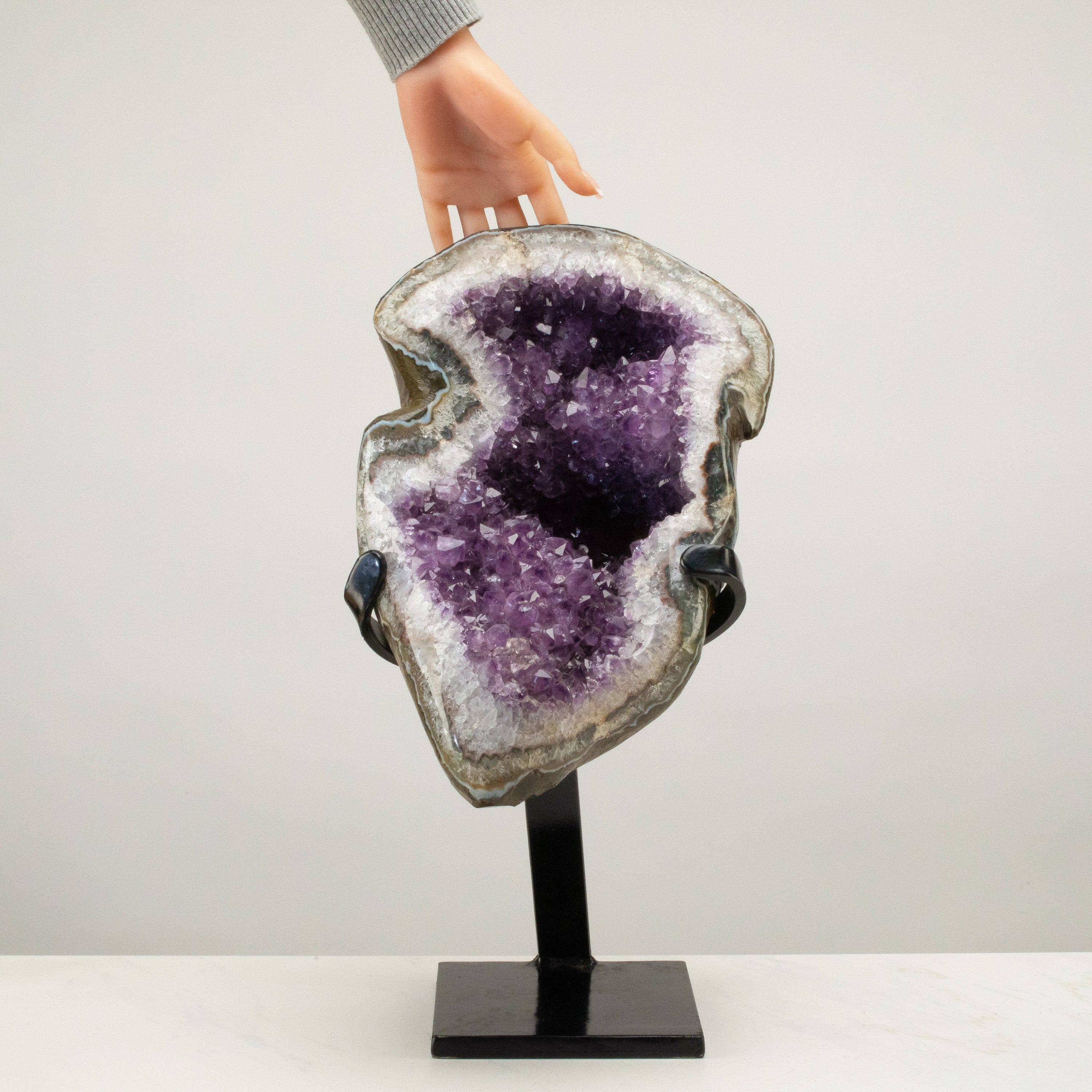 Kalifano Amethyst Uruguayan Amethyst Geode on Custom Stand - 18.5" / 29 lbs UAG6400.007