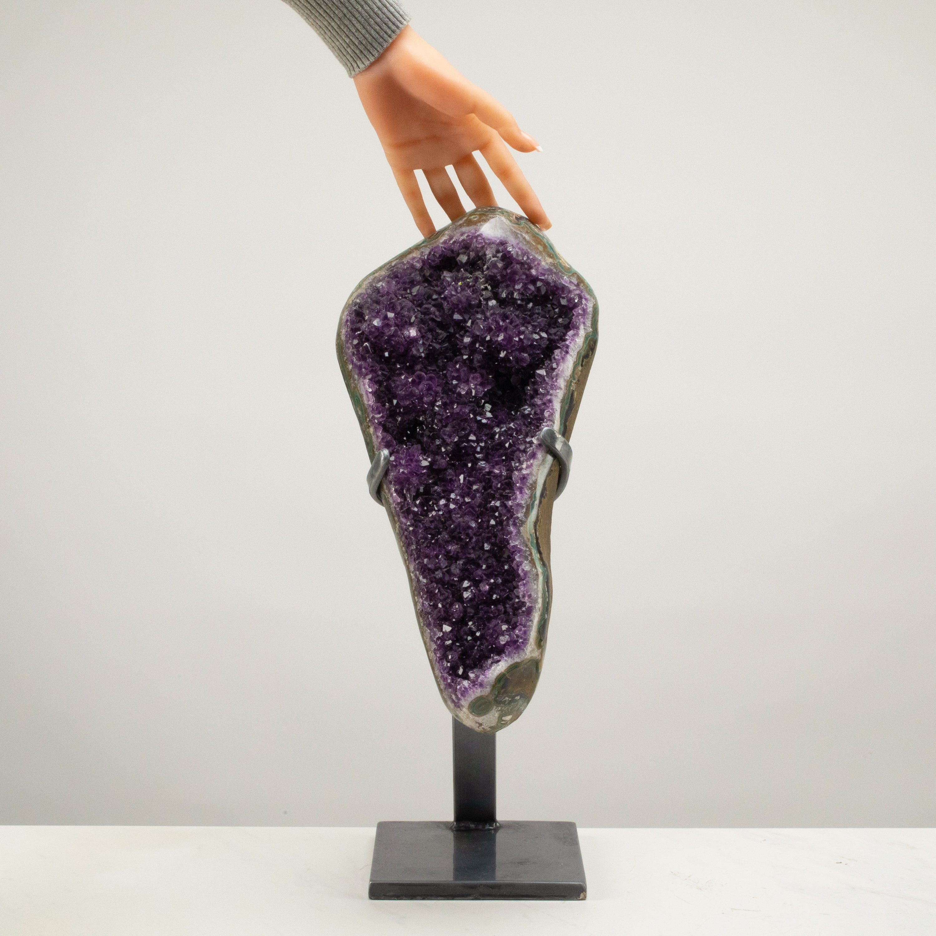 Kalifano Amethyst Uruguayan Amethyst Geode on Custom Stand - 19" / 19 lbs UAG8800.003