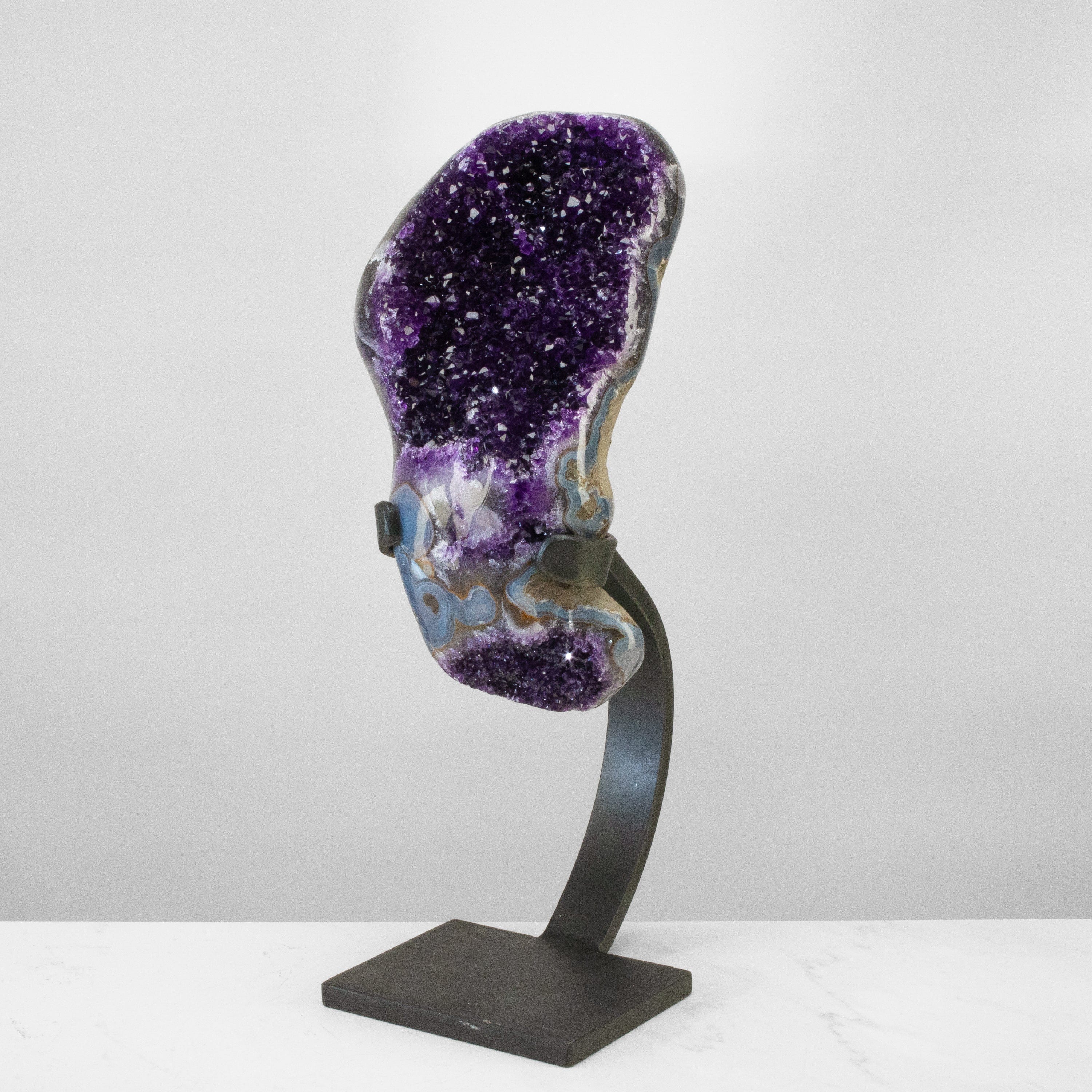 Kalifano Amethyst Uruguayan Amethyst Geode on Custom Stand - 19" / 20 lbs UAG9600.003