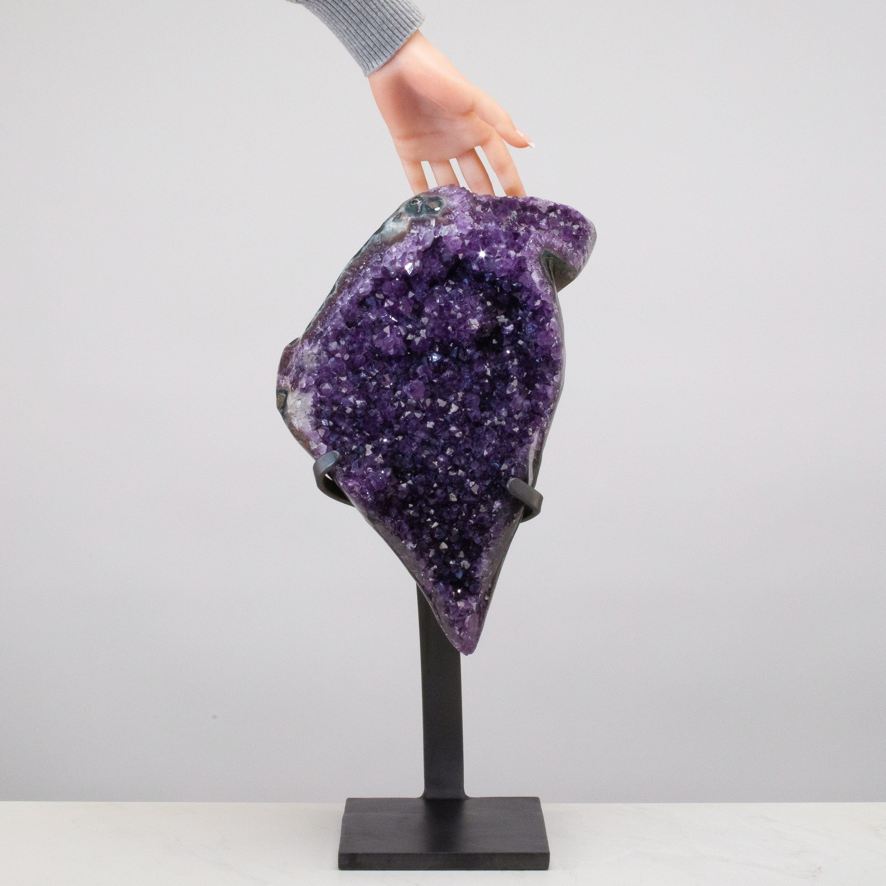 Kalifano Amethyst Uruguayan Amethyst Geode on Custom Stand - 19" / 22 lbs UAG6400.006