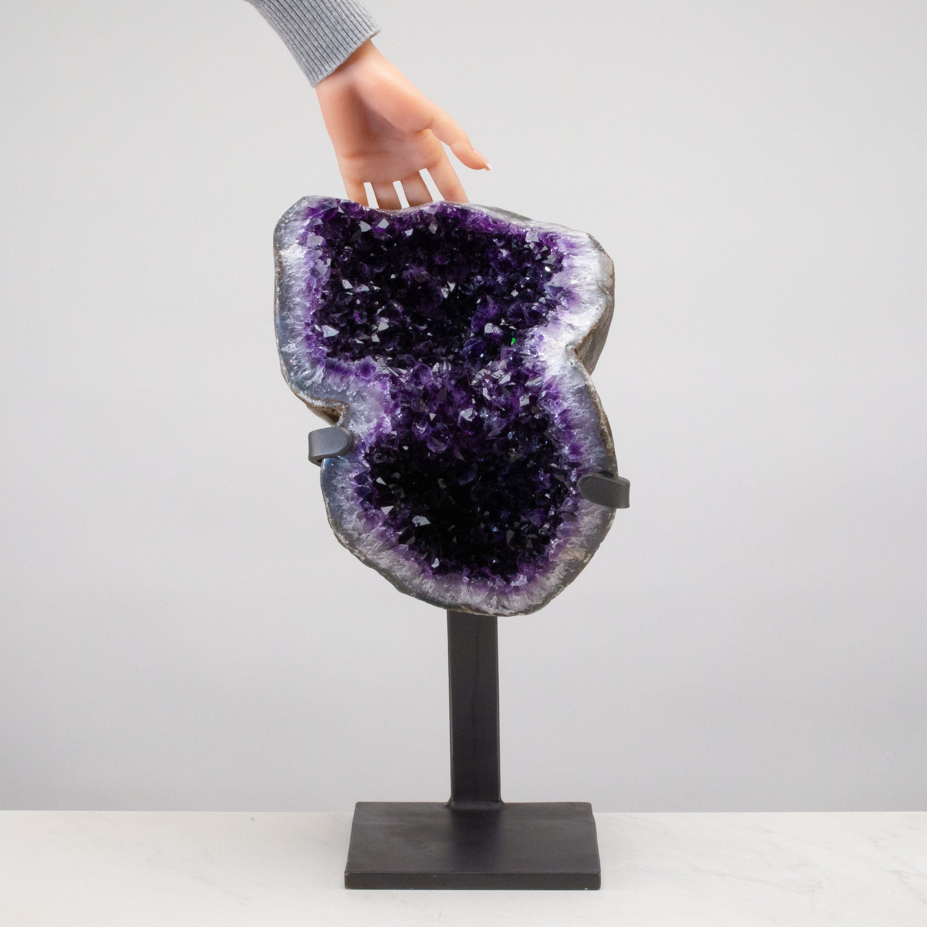 Kalifano Amethyst Uruguayan Amethyst Geode on Custom Stand - 19" / 31 lbs UAG14000.003