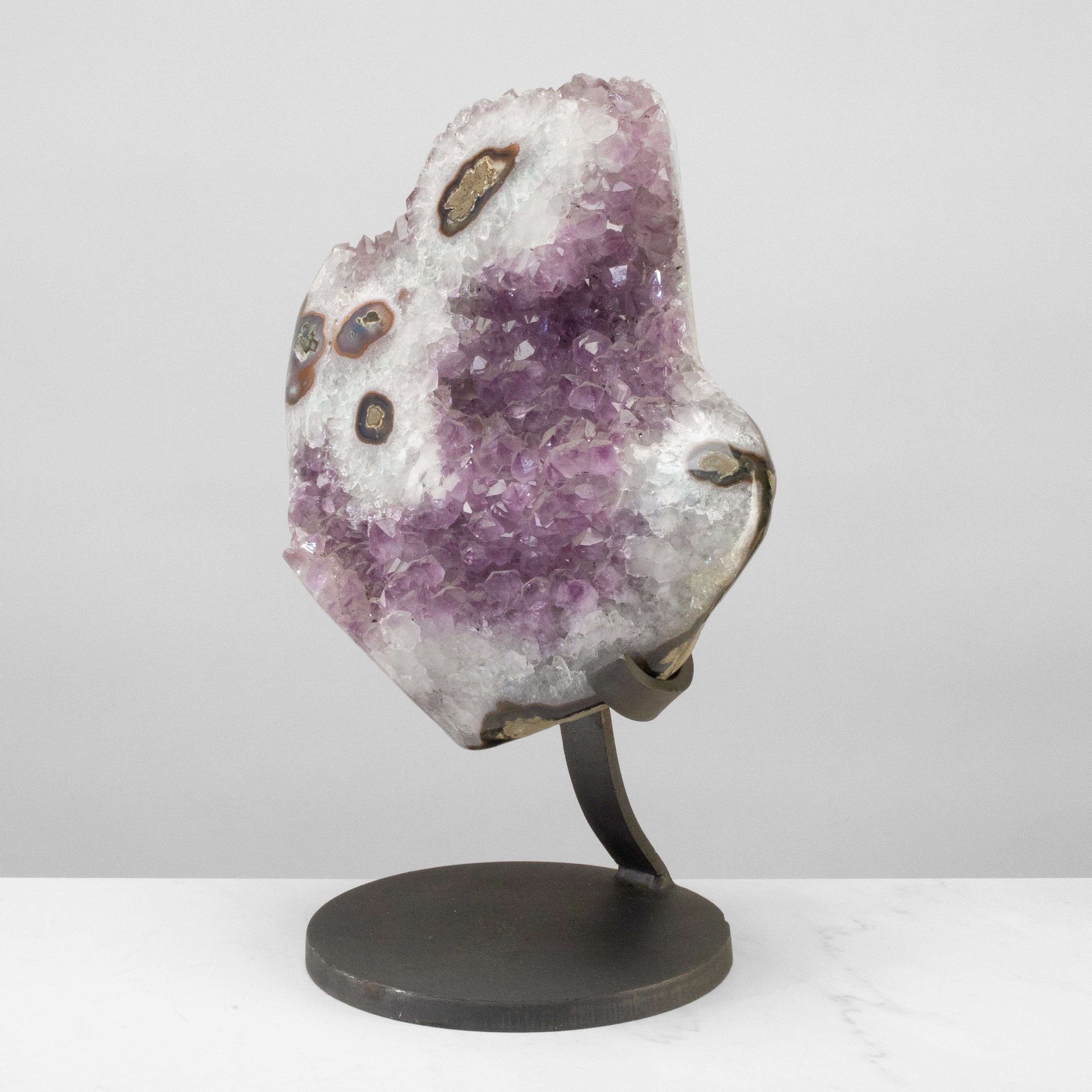 Kalifano Amethyst Uruguayan Amethyst Geode on Custom Stand - 19.4 lbs / 13 in. UAG3800.003