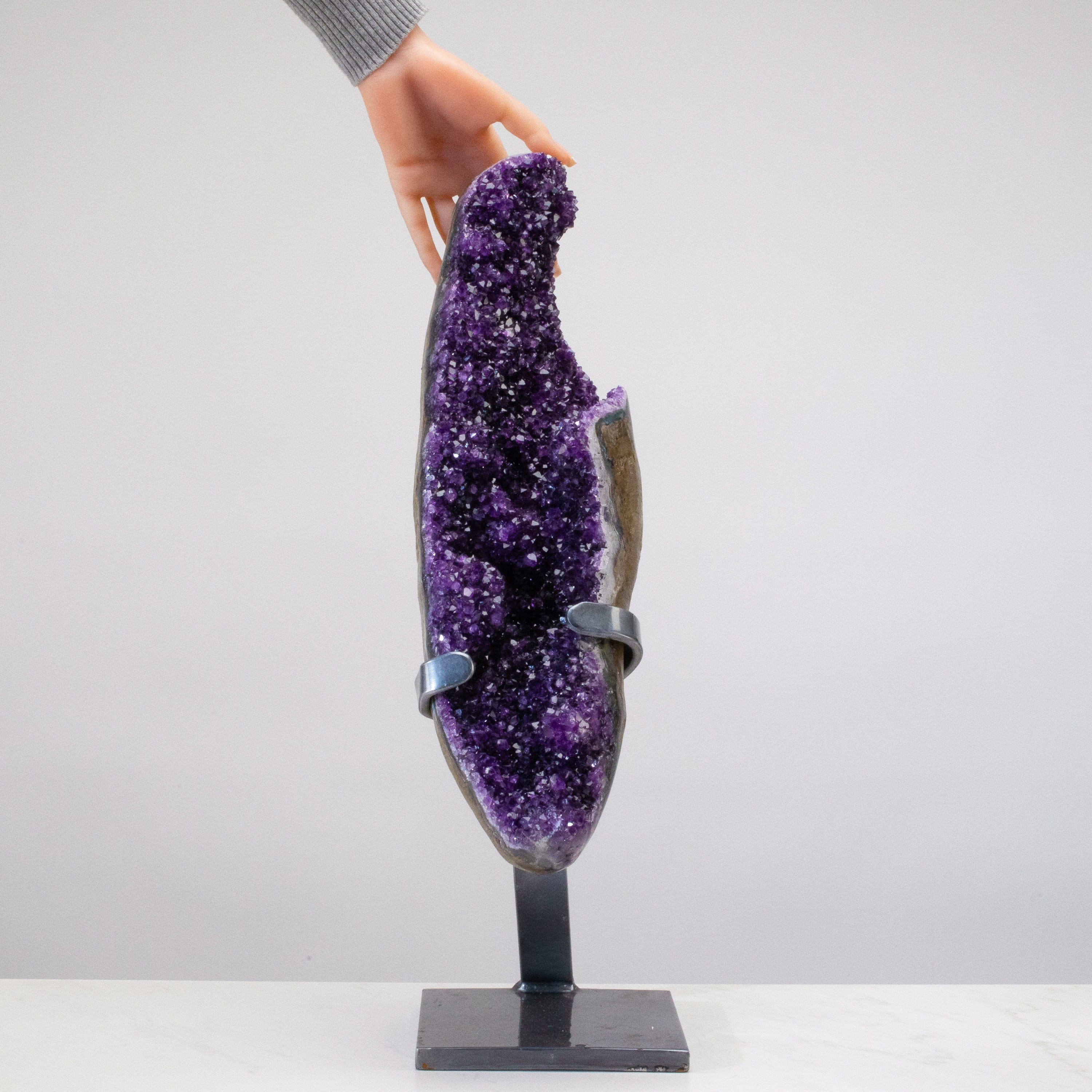 Kalifano Amethyst Uruguayan Amethyst Geode on Custom Stand - 20.5" / 20 lbs UAG10400.001