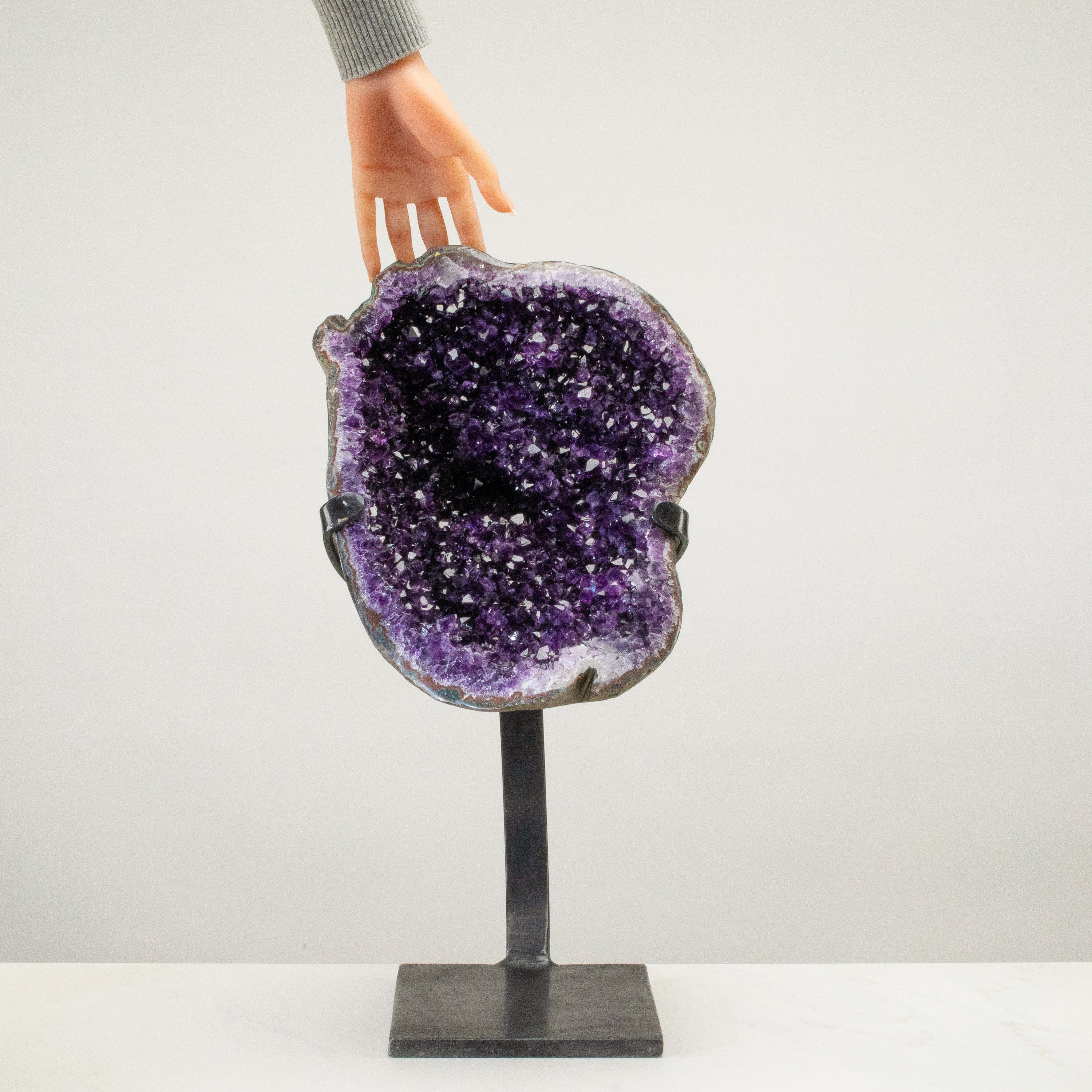 Kalifano Amethyst Uruguayan Amethyst Geode on Custom Stand - 21" / 30 lbs UAG17600.003