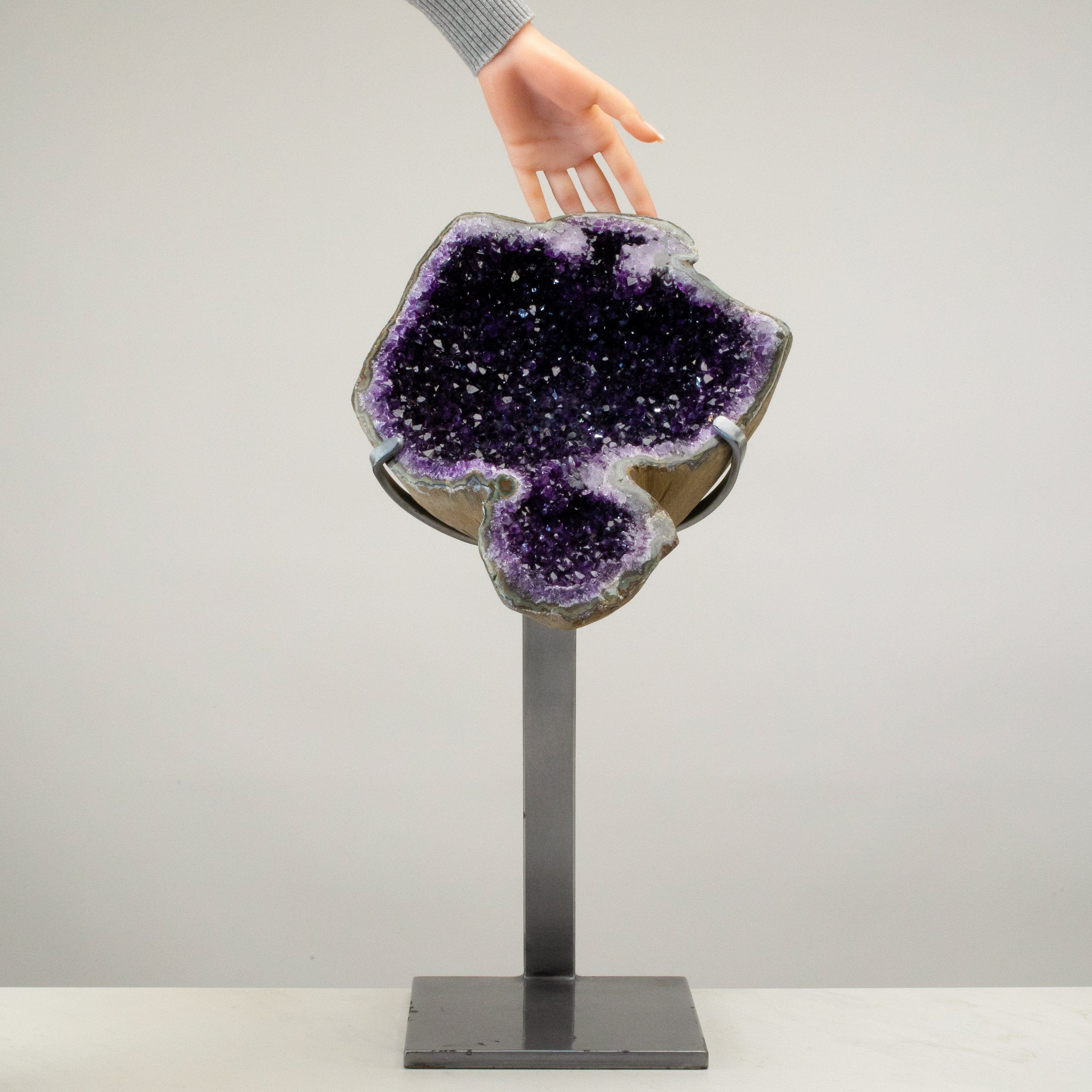 Kalifano Amethyst Uruguayan Amethyst Geode on Custom Stand - 23" / 35 lbs UAG14800.002