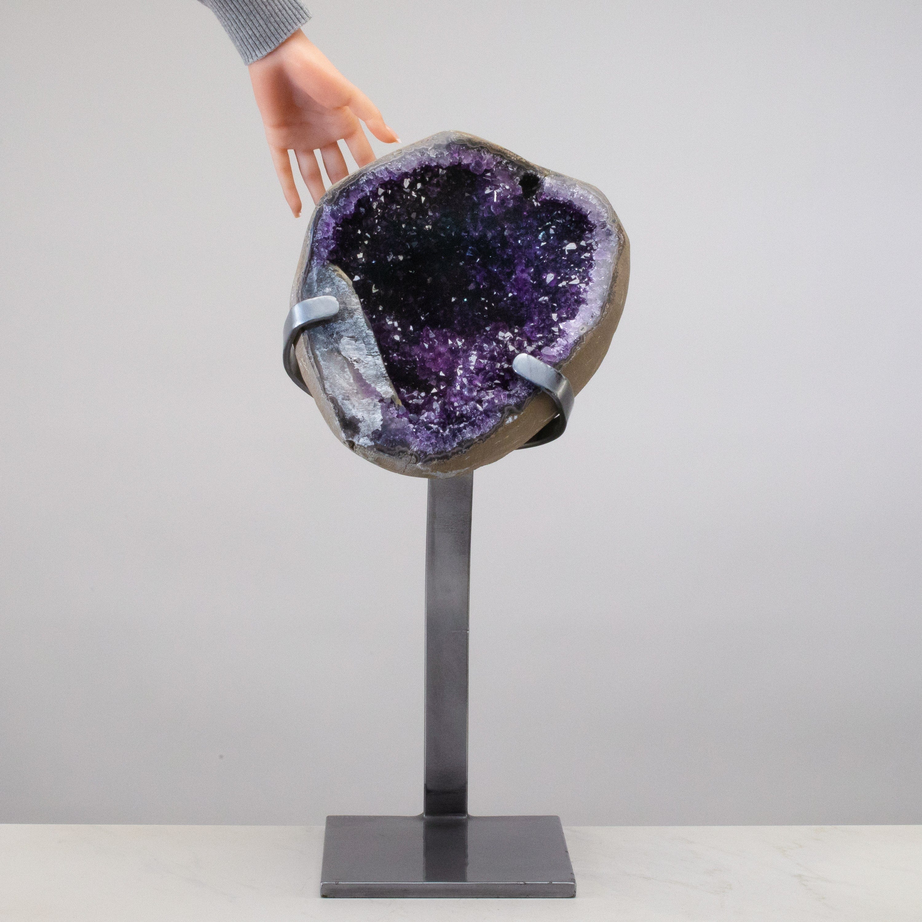 Kalifano Amethyst Uruguayan Amethyst Geode on Custom Stand - 24" / 40 lbs UAG16800.001