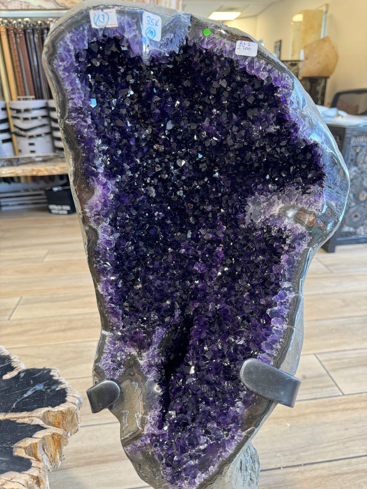 Kalifano Amethyst Uruguayan Amethyst Geode on Custom Stand - 36" / 77 lbs UAG20000.002