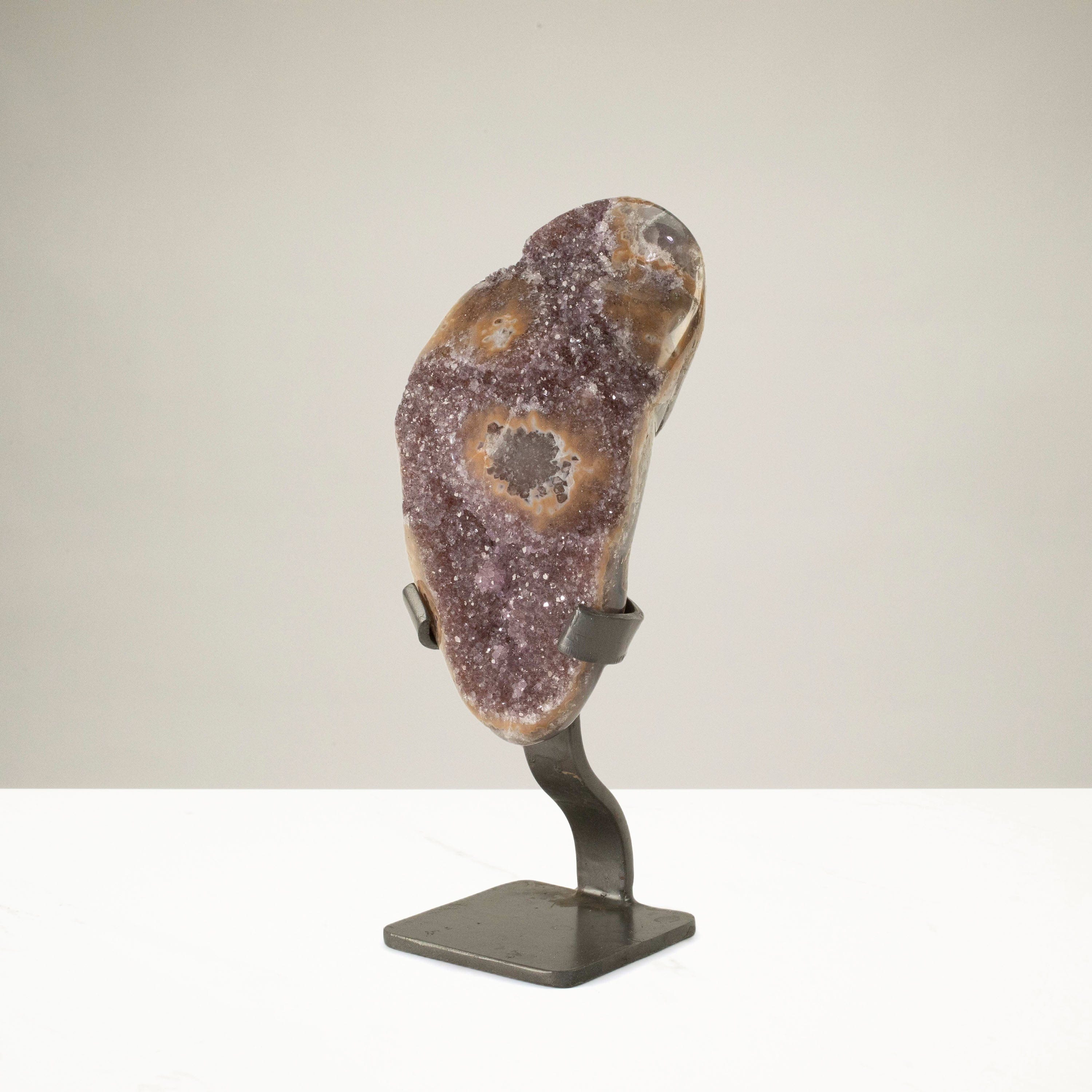 Kalifano Amethyst Uruguayan Amethyst Geode on Custom Stand - 7.3 lbs / 11.5 in. UAG1700.018