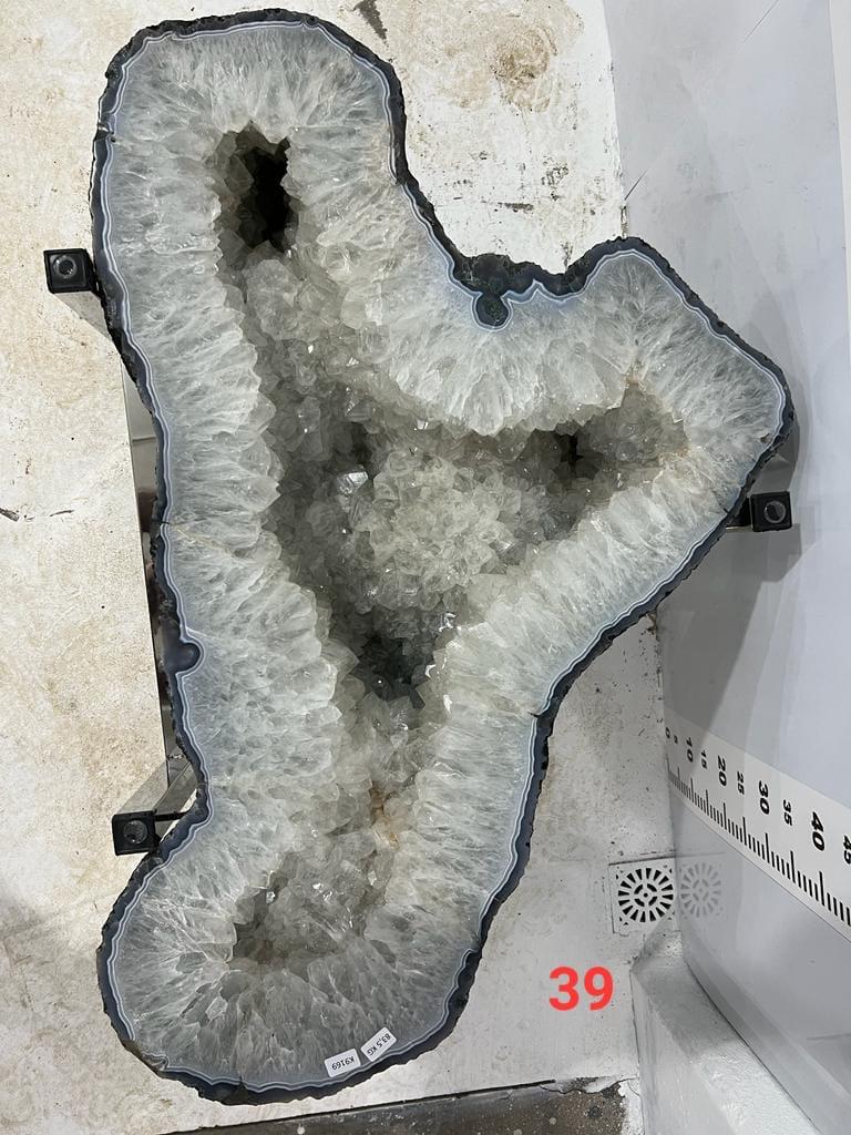 Kalifano Amethyst White Amethyst Quartz Geode Table from Brazil on Custom Stand - 34" / 184 lbs BAG18000.008