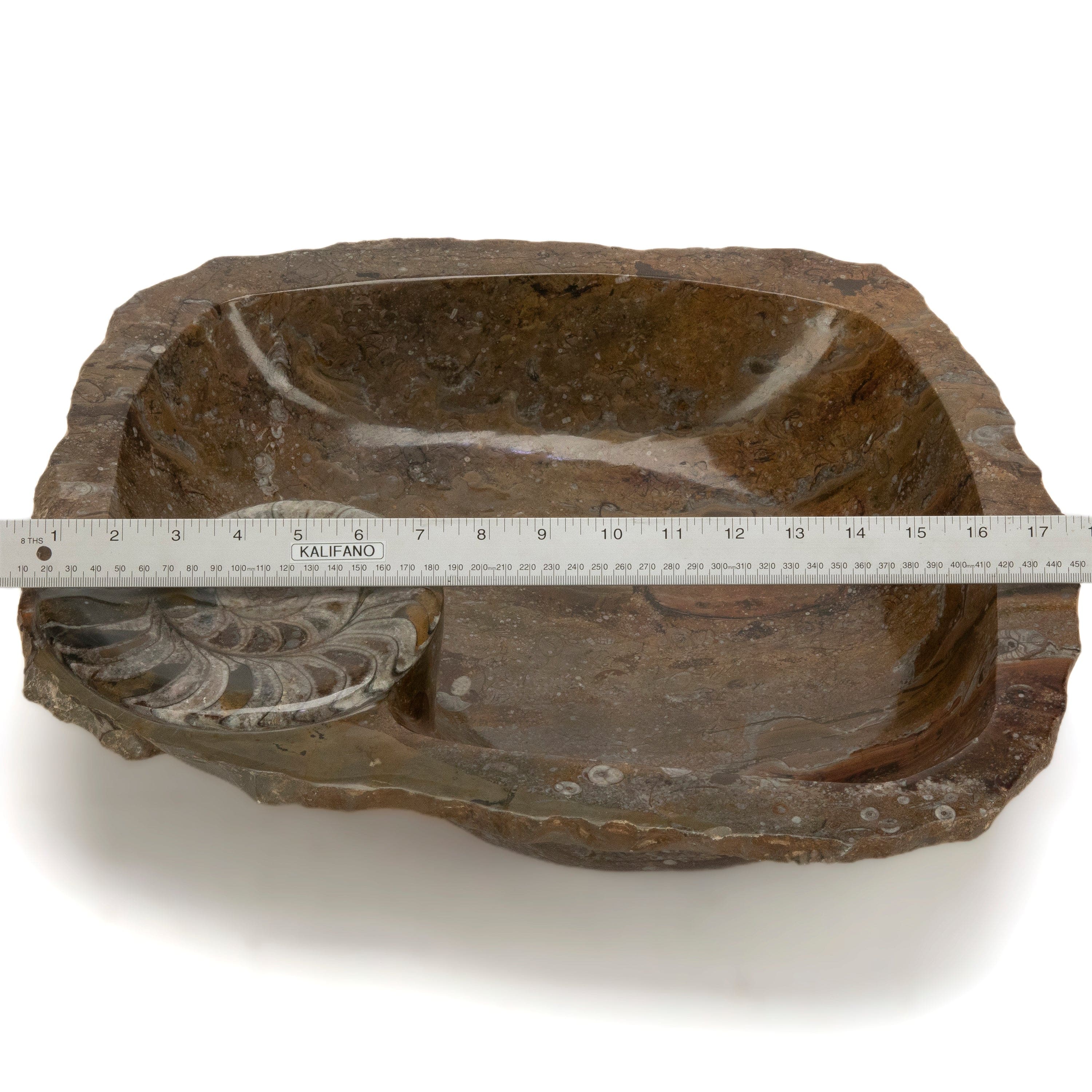 KALIFANO Ammonites Ammonite Fossil Sink Bowl from Morocco - 18" AMBOWL3200.010