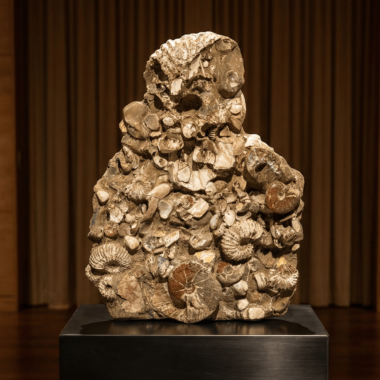 Kalifano Ammonites & Orthoceras Natural Ammonite Colony in Matrix from Madagascar - 25" / 108 lbs AMM30000.001