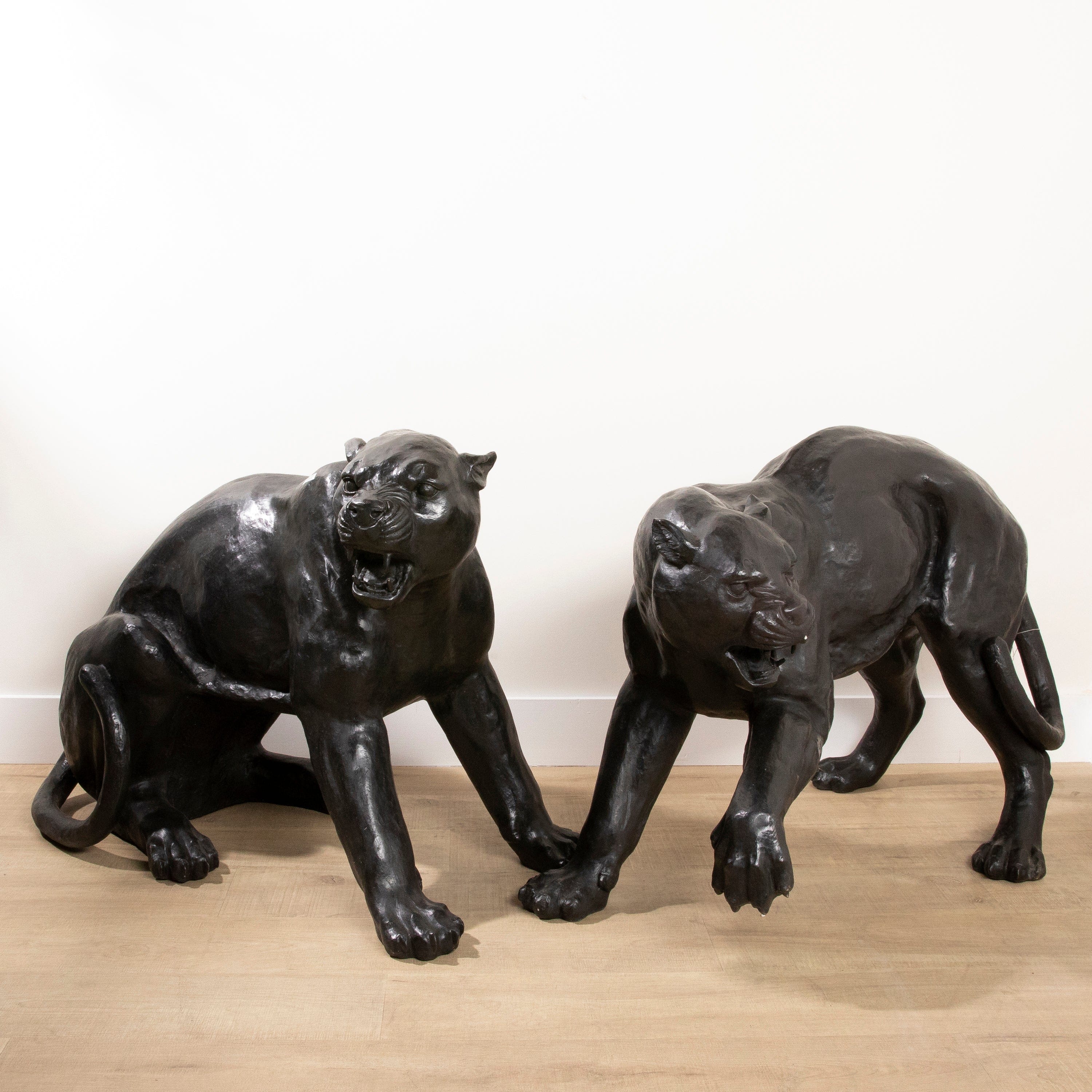 Kalifano Bronze Bronze Panther duo Carving B2860