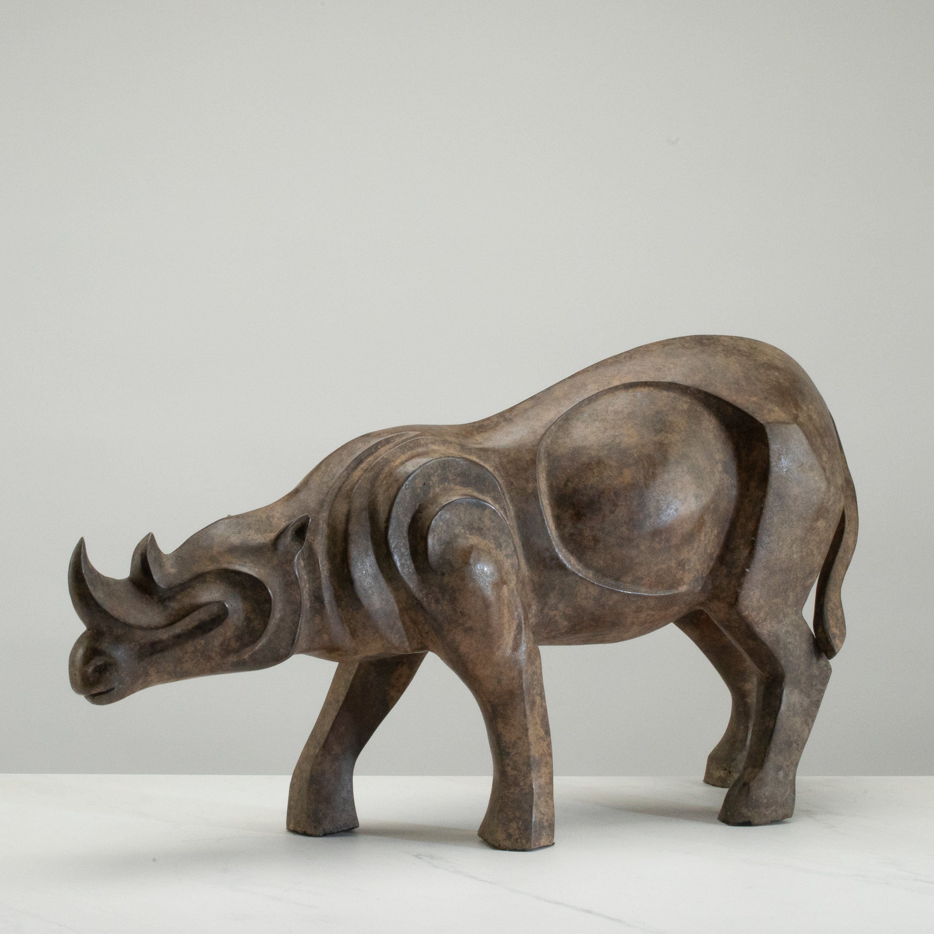Kalifano Bronze Bronze Rhino Sculpture - 24" BC6000-RHI