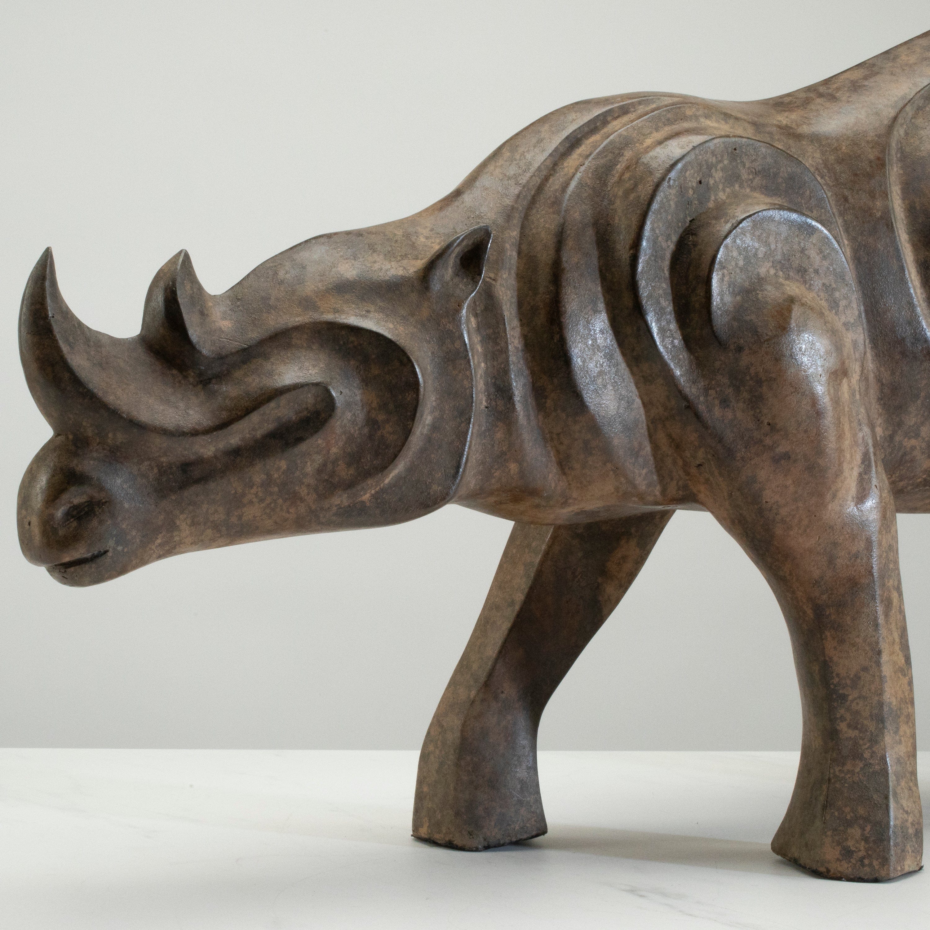 Kalifano Bronze Bronze Rhino Sculpture - 24" BC6000-RHI