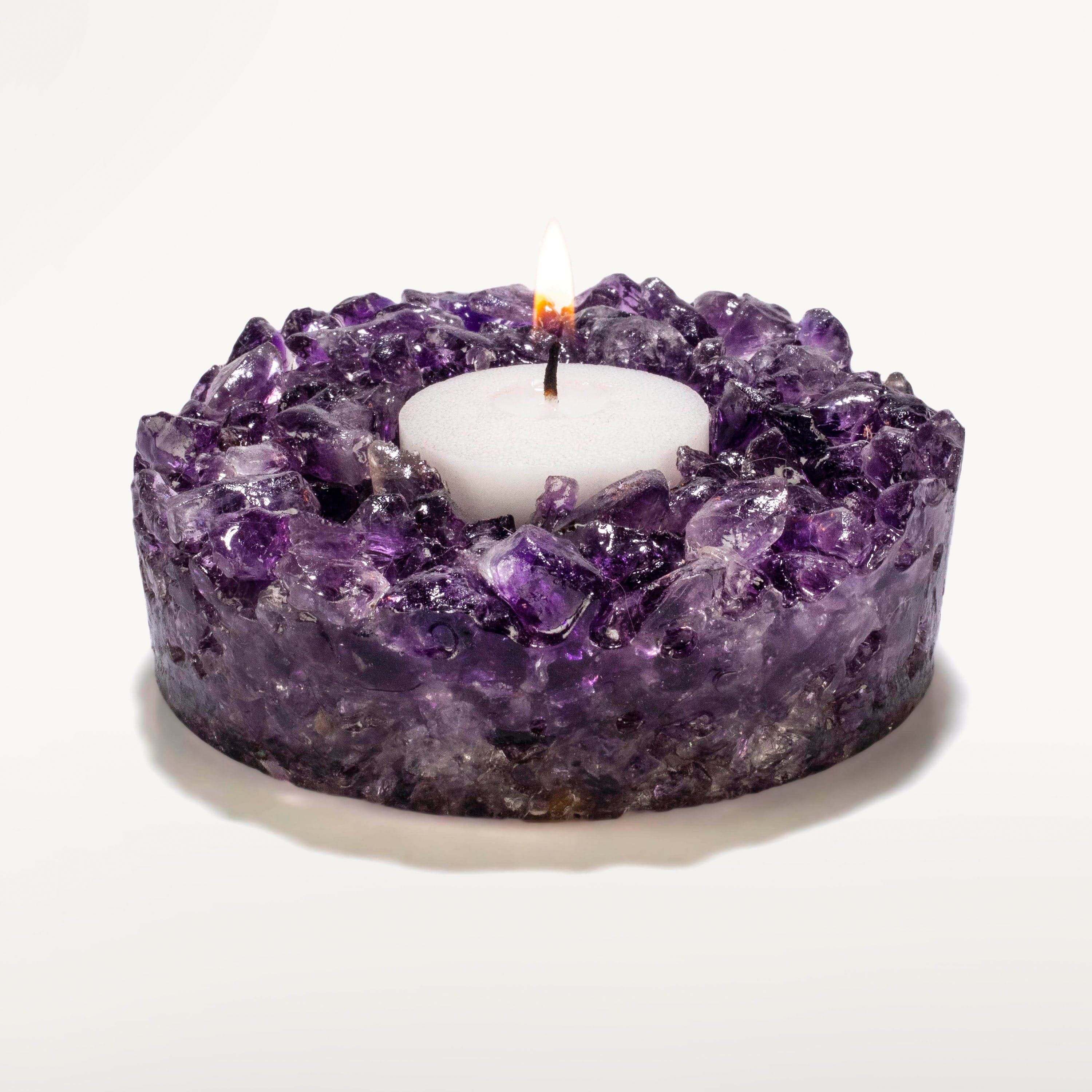 Kalifano Candle Holders Crushed Amethyst Tealight Candle Holder GCH-20
