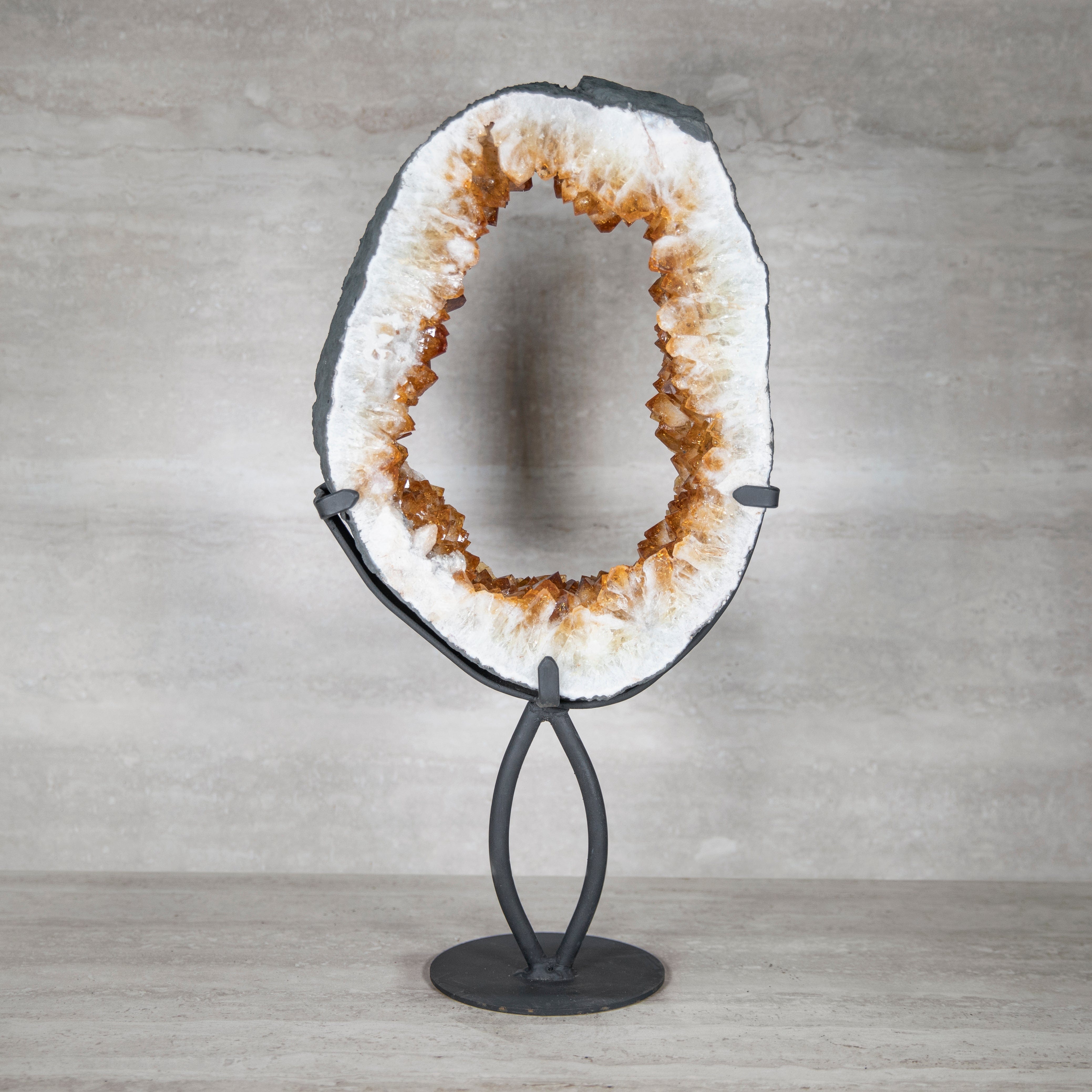 Kalifano Citrine Citrine Geode on Custom Stand from Brazil - 22 in / 22 lbs BCG5200.002