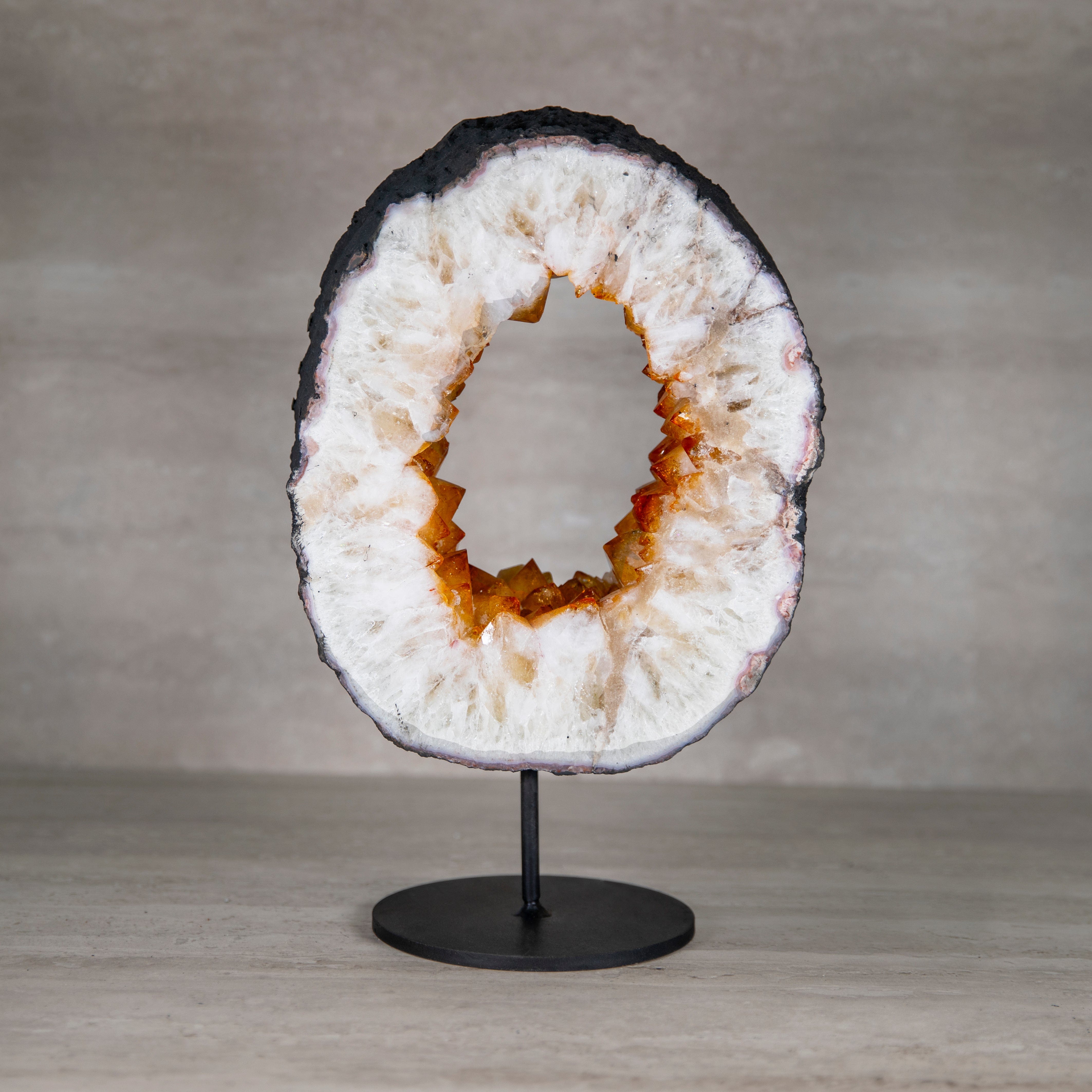 Kalifano Citrine Citrine Geode on Custom Stand from Brazil - 6 in / 20 lbs BCG4800.014