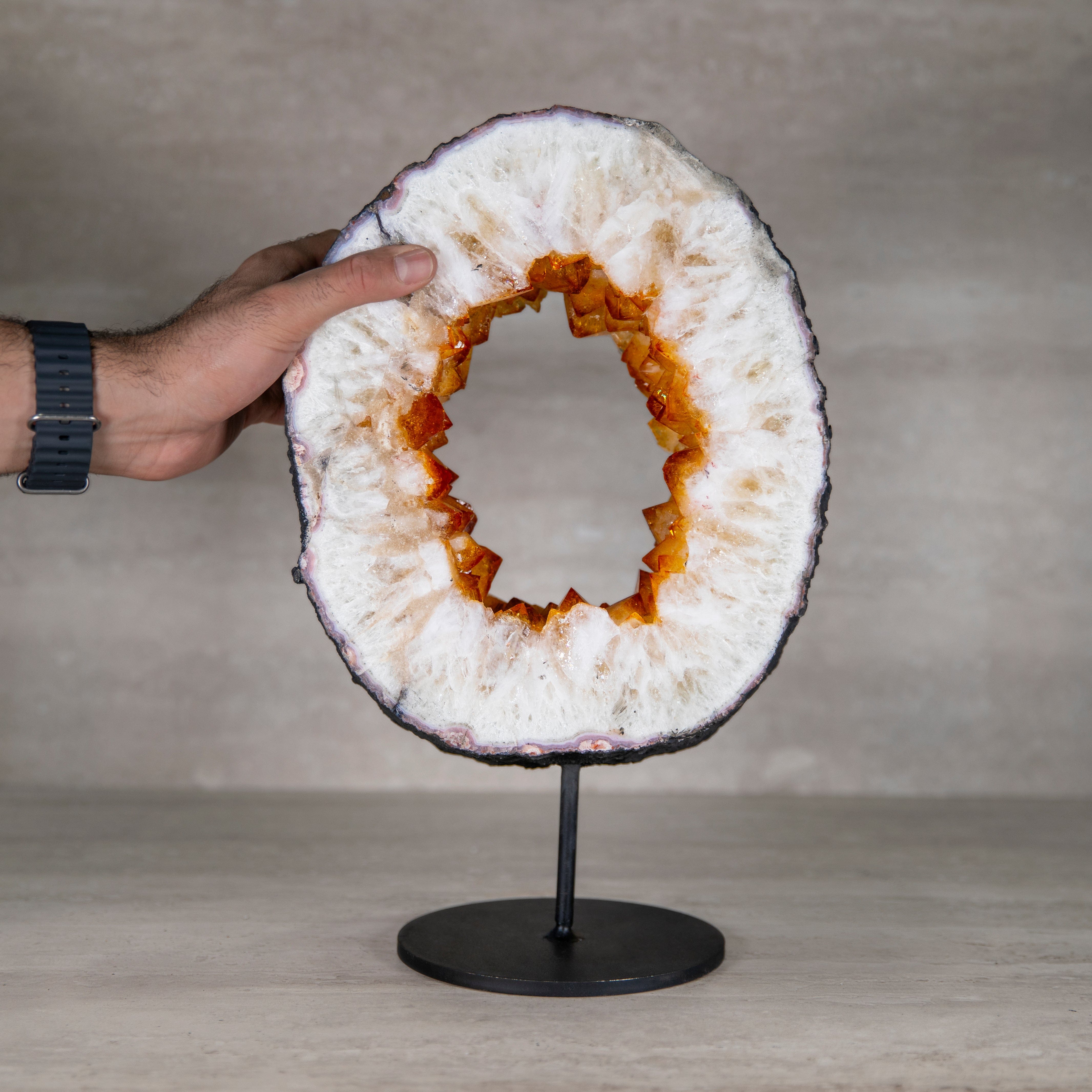 Kalifano Citrine Citrine Geode on Custom Stand from Brazil - 6 in / 20 lbs BCG4800.014