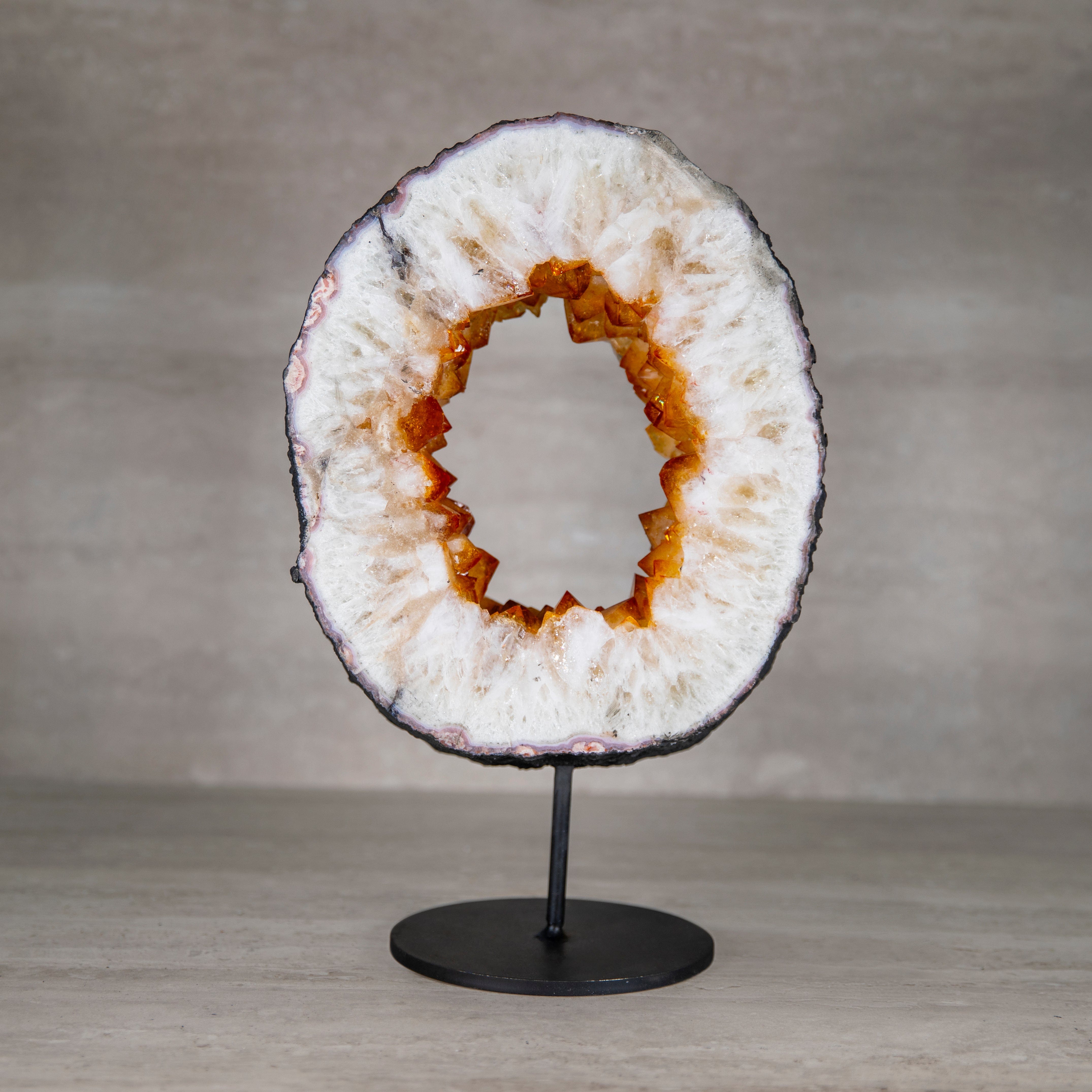 Kalifano Citrine Citrine Geode on Custom Stand from Brazil - 6 in / 20 lbs BCG4800.014