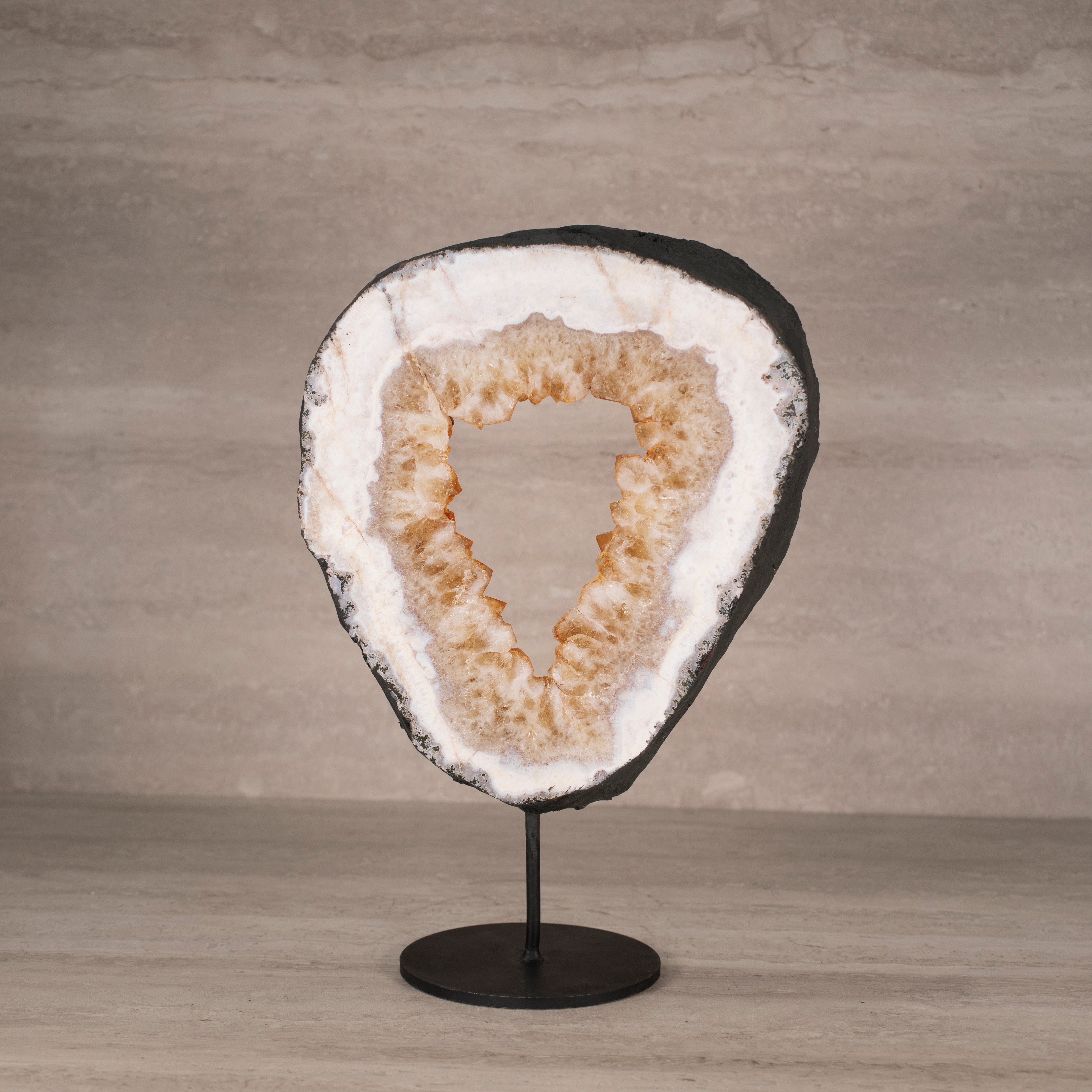 Kalifano Citrine Citrine Geode Ring on Custom Stand from Brazil - 13" / 16 lbs BCGR3800.001
